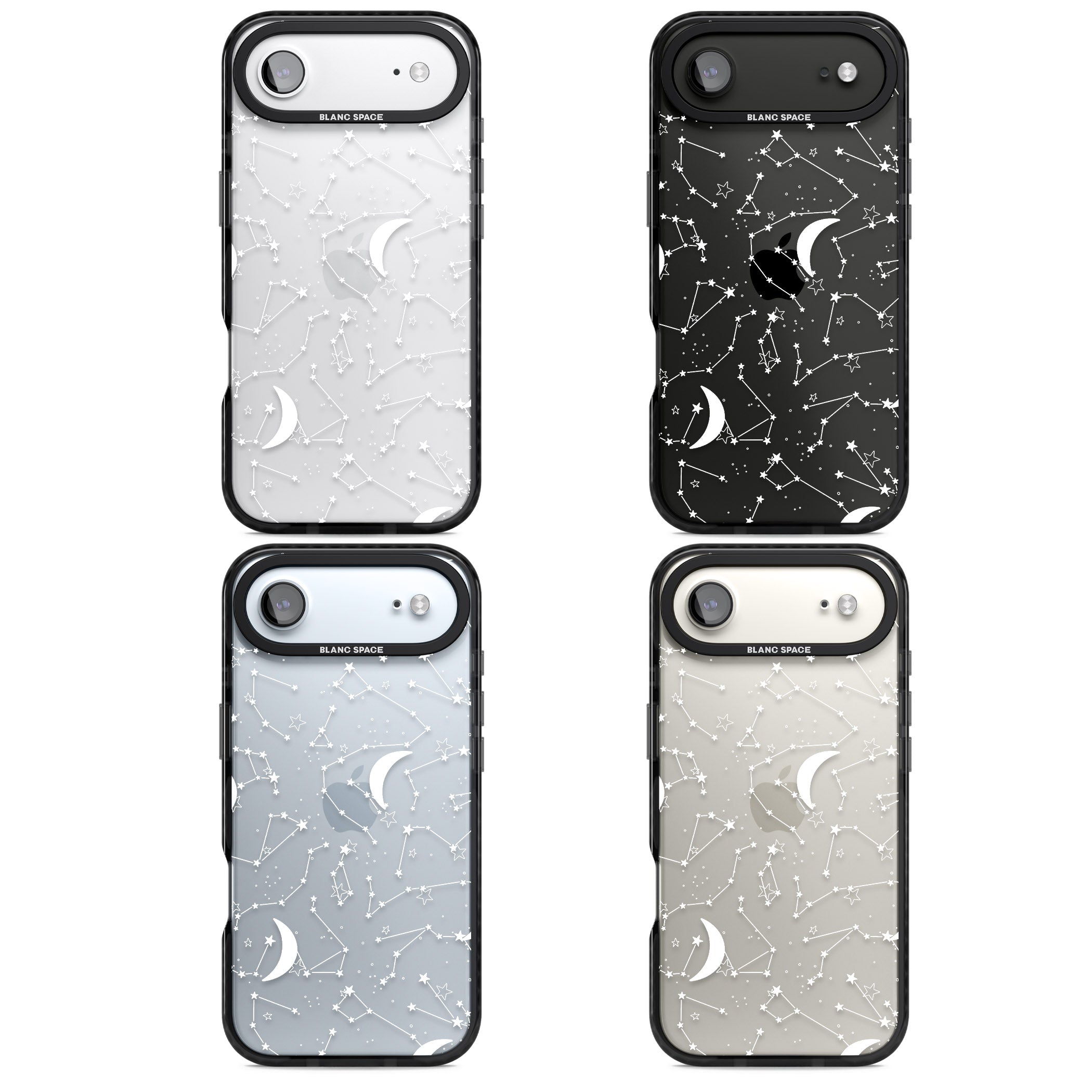 White Constellations iPhone 17 Air Impact Black Phone Case APT Impact Protection