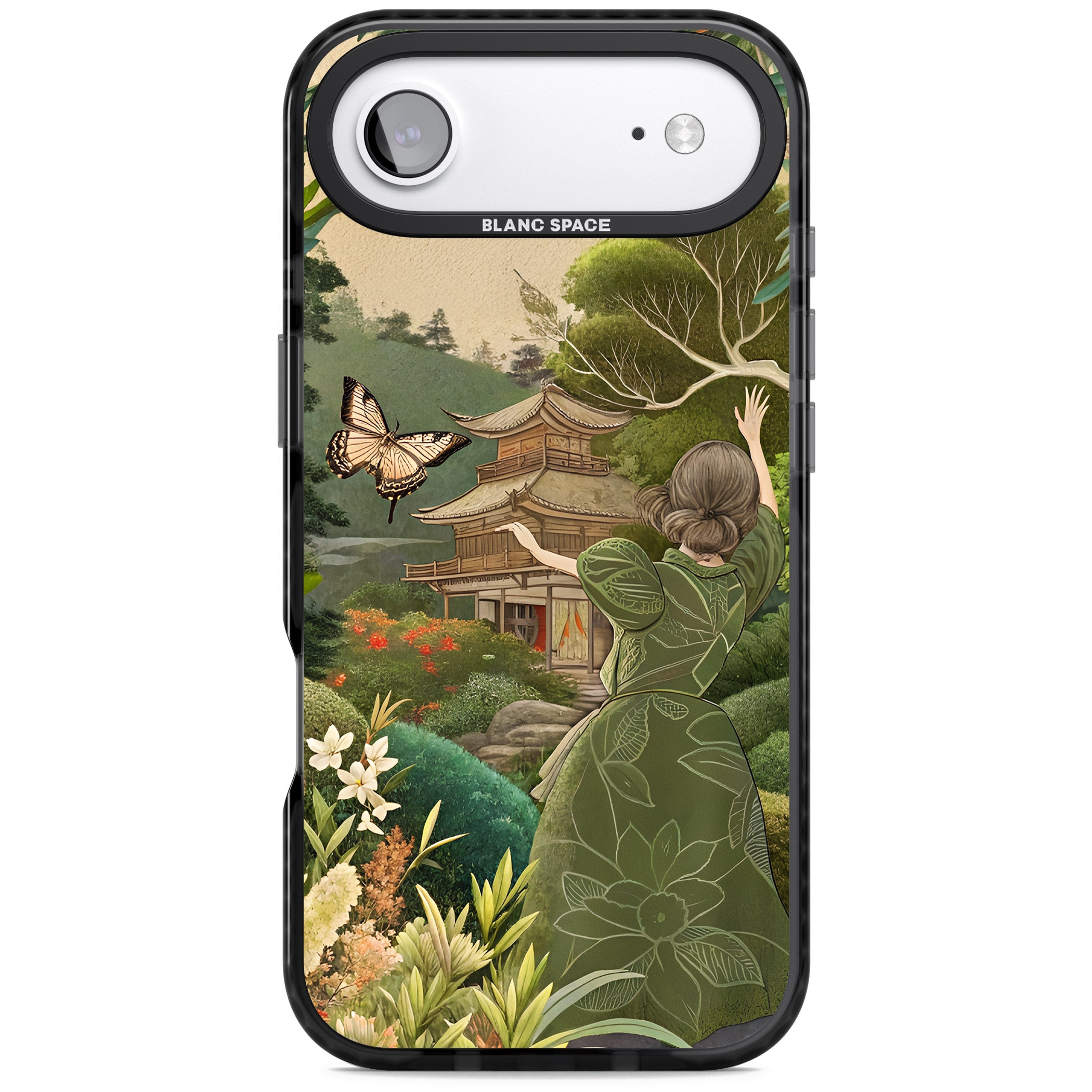 Japanese Nature iPhone 17 Air Impact Black Phone Case