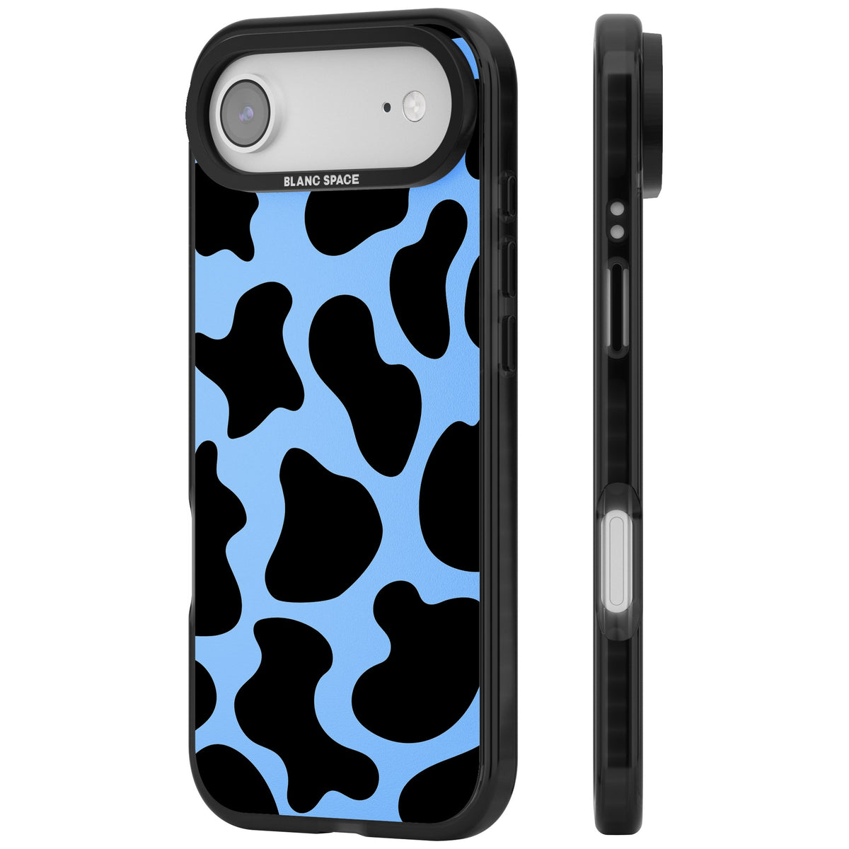 Blue And Black Cow Print iPhone Air Impact Black Phone Case side