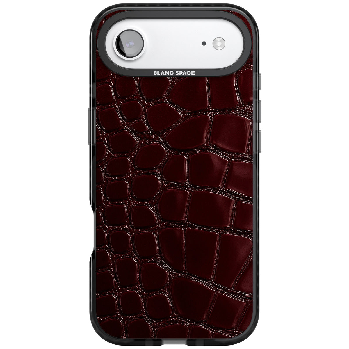 Dark Wine Crocodile old money iPhone case featuring burgundy crocodile leather print with glossy embossed-look scales iPhone Air / iPhone 17 Air Impact Black Phone Case front