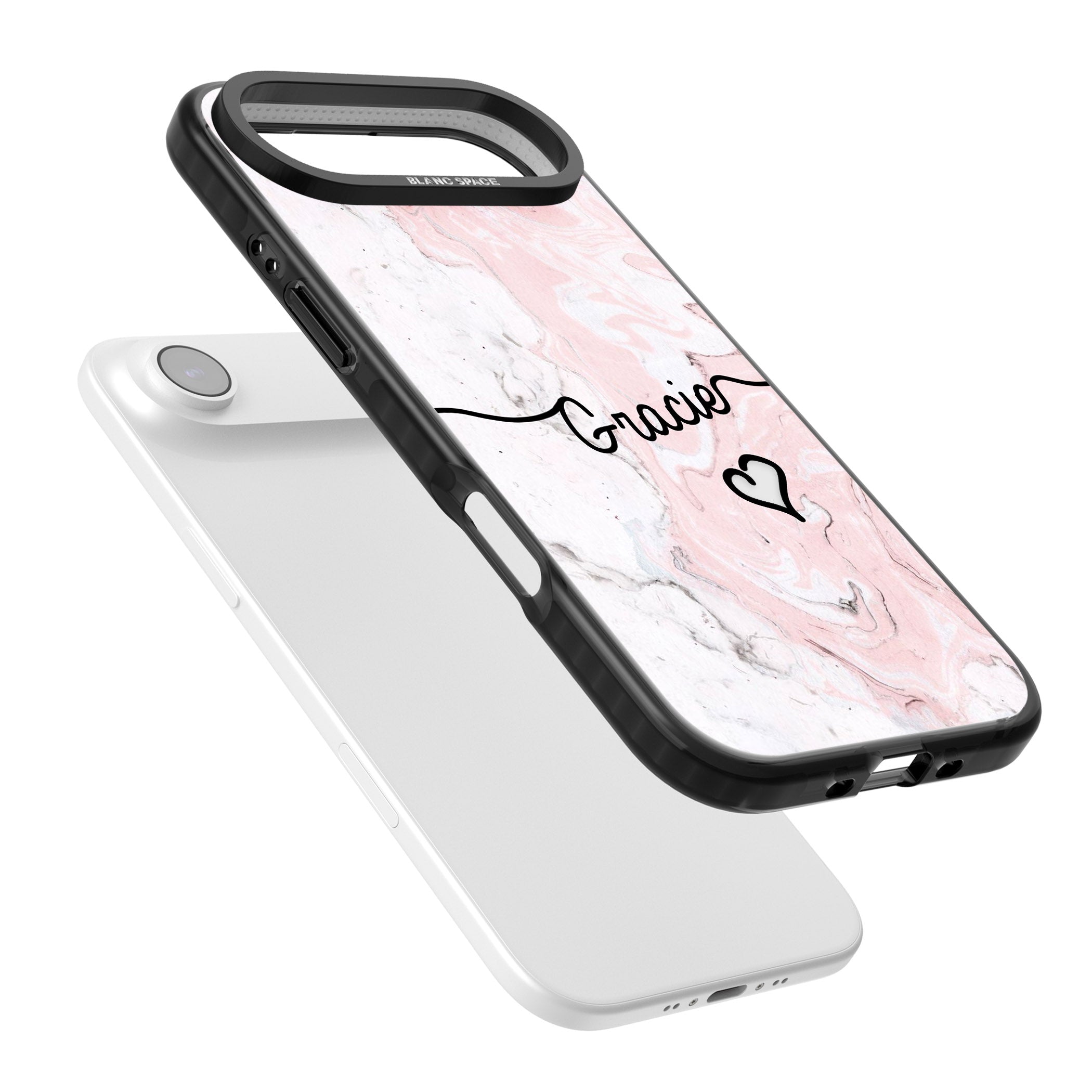 Personalised Pink Marble iPhone 17 Air Impact Black Phone Case Colours