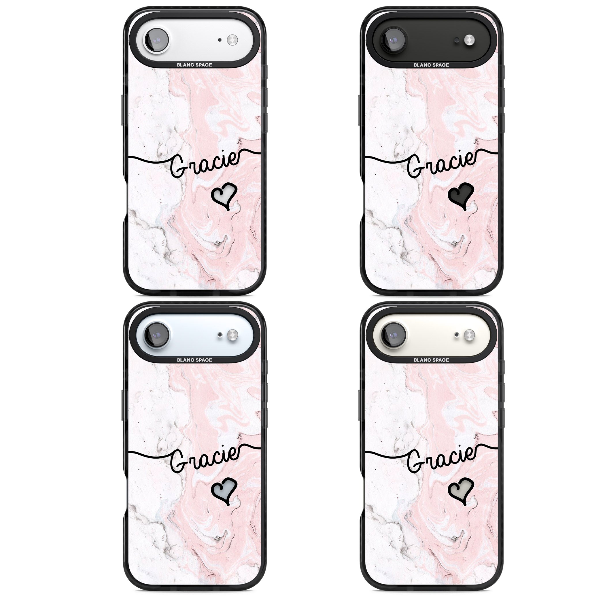 Personalised Pink Marble iPhone 17 Air Impact Black Phone Case APT Impact Protection