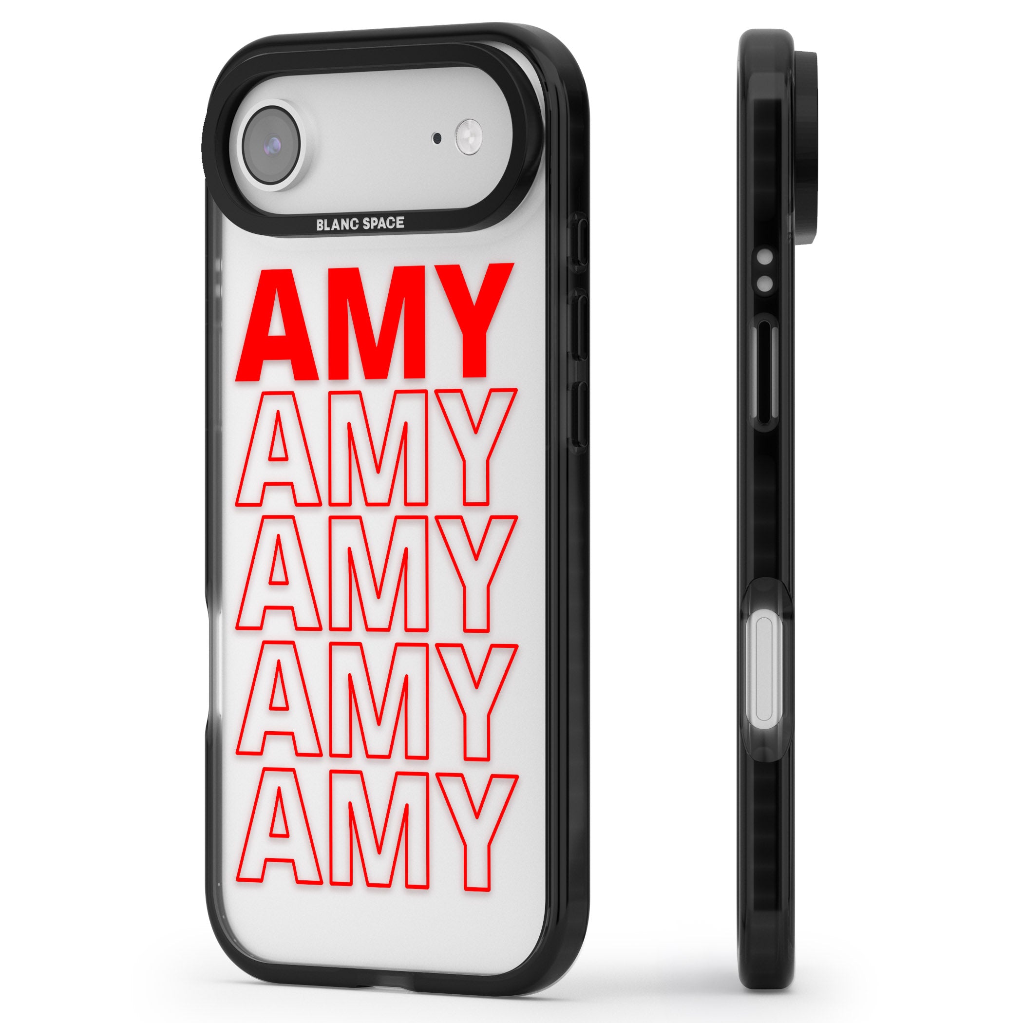 Personalised Bold Name Repeat iPhone 17 Air Impact Black Phone Case Side Profile