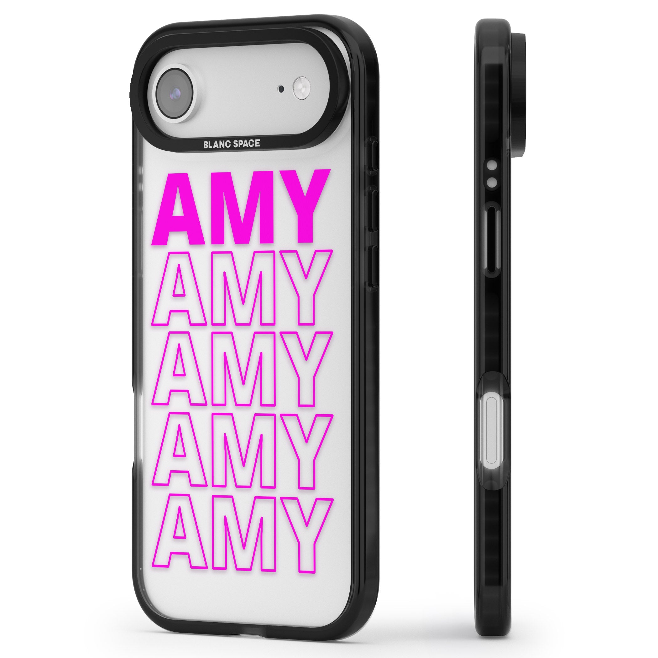 Personalised Bold Repeated Name iPhone 17 Air Impact Black Phone Case Side Profile