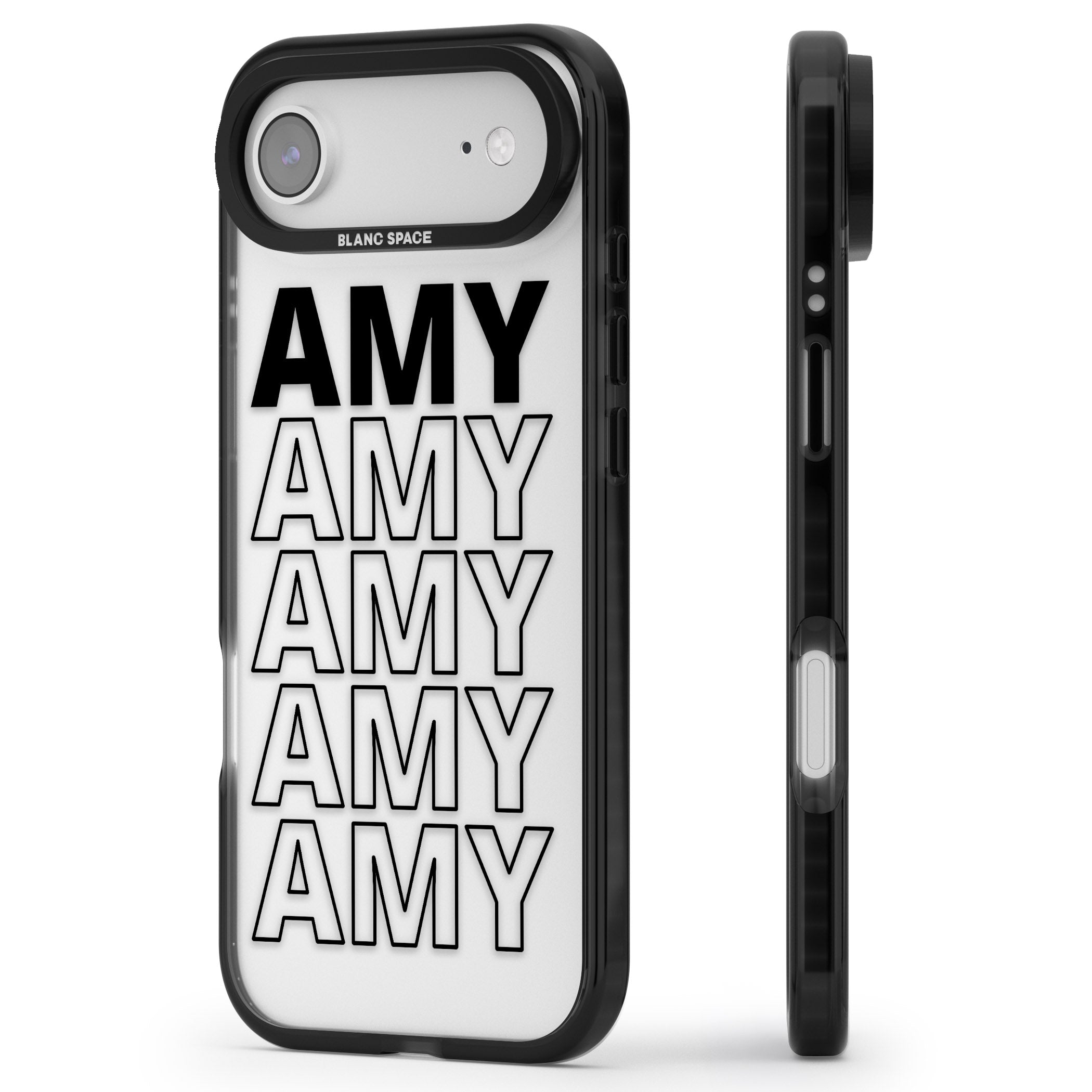 Personalised Bold Continous Name iPhone 17 Air Impact Black Phone Case Side Profile