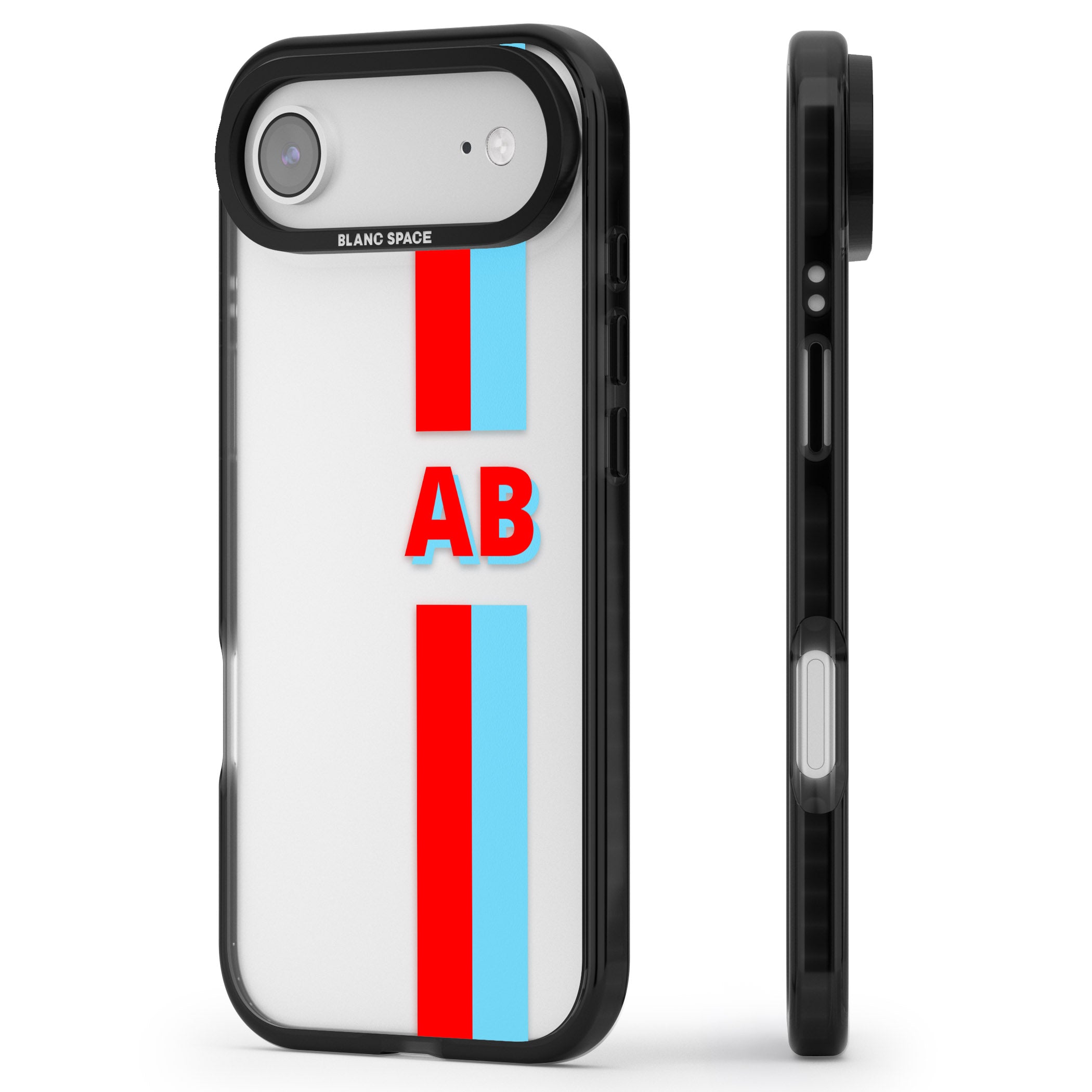 Personalised Bold Striped iPhone 17 Air Impact Black Phone Case Side Profile