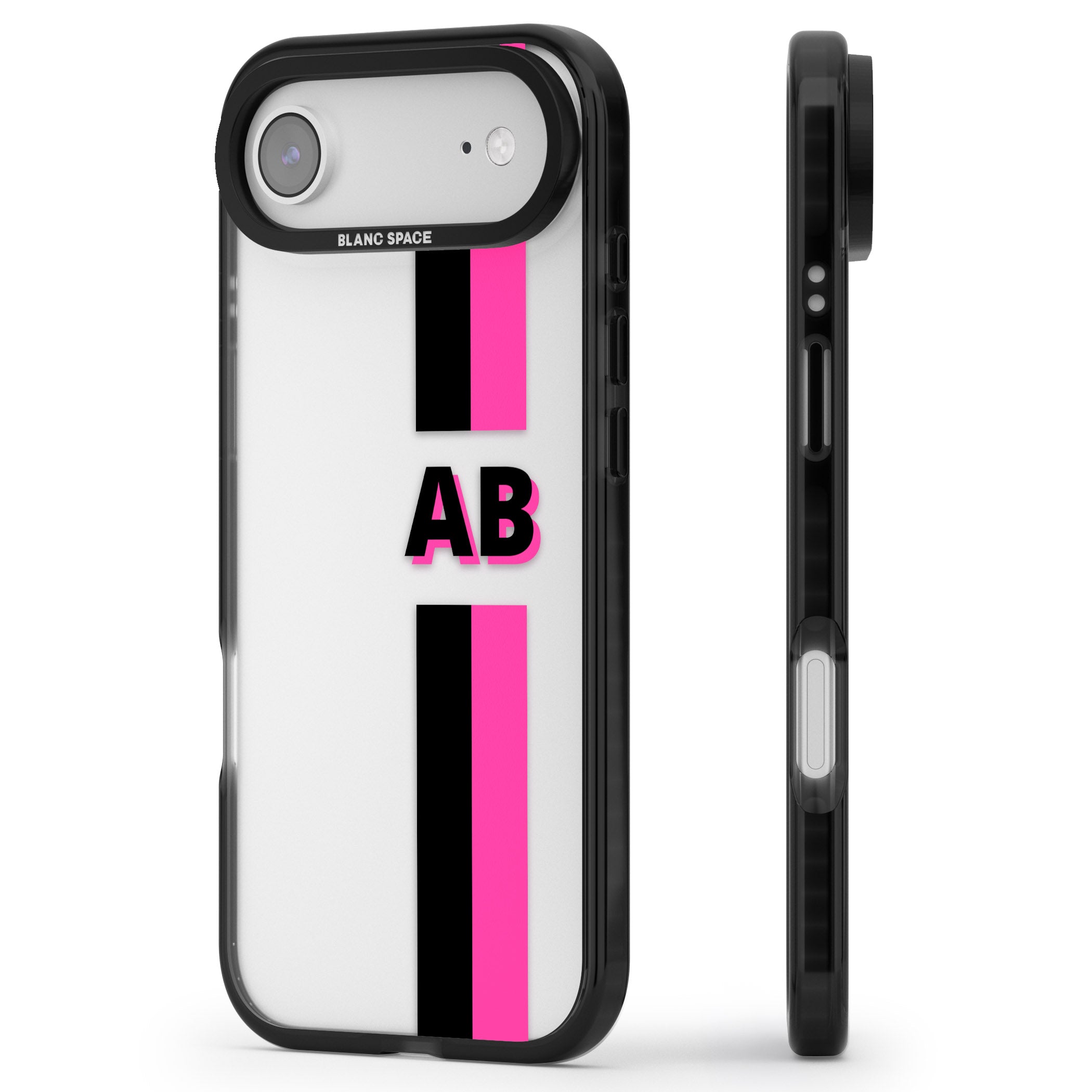Personalised Bold Name Stripe iPhone 17 Air Impact Black Phone Case Side Profile