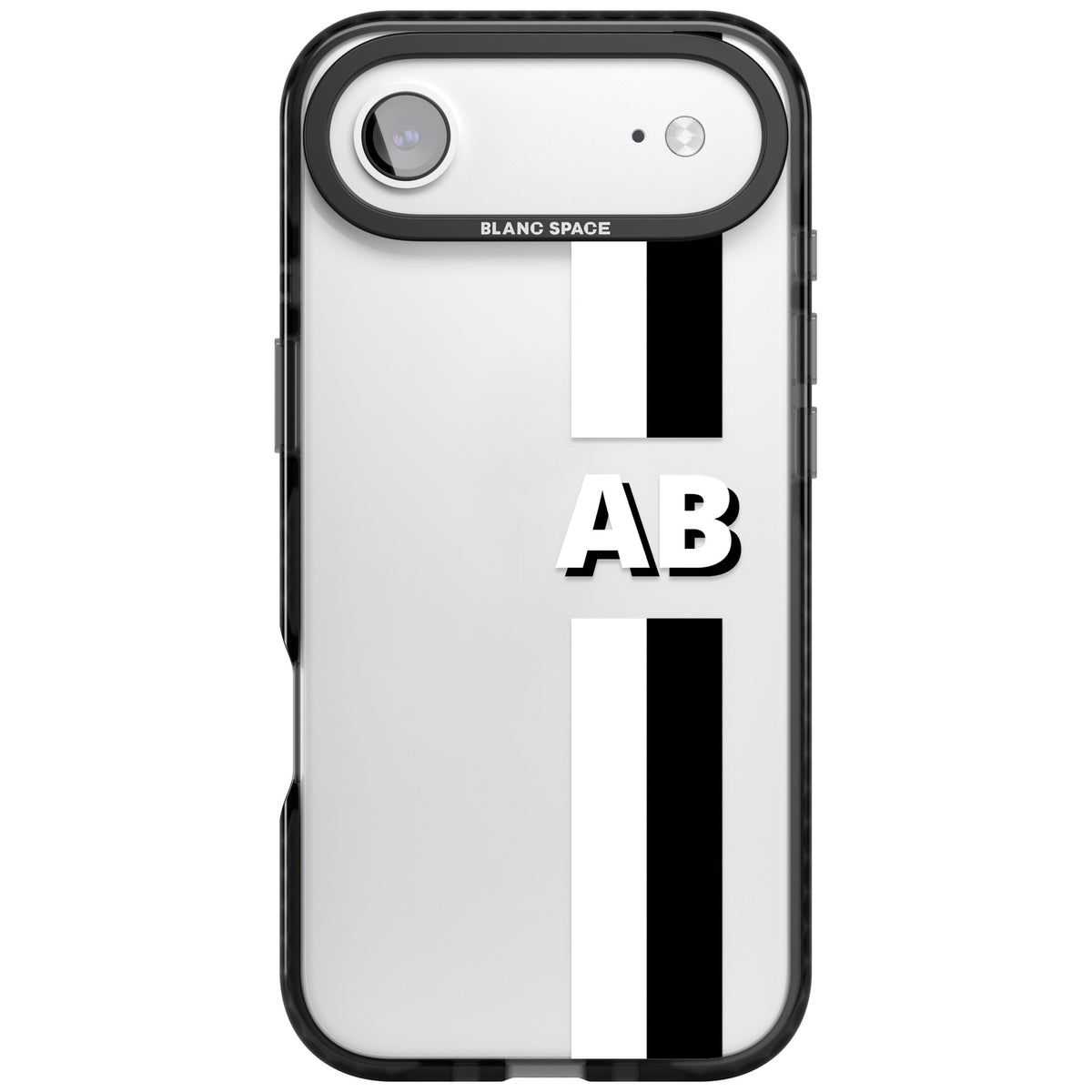 Personalised Bold Two Stripe Name iPhone Air Impact Black Phone Case front