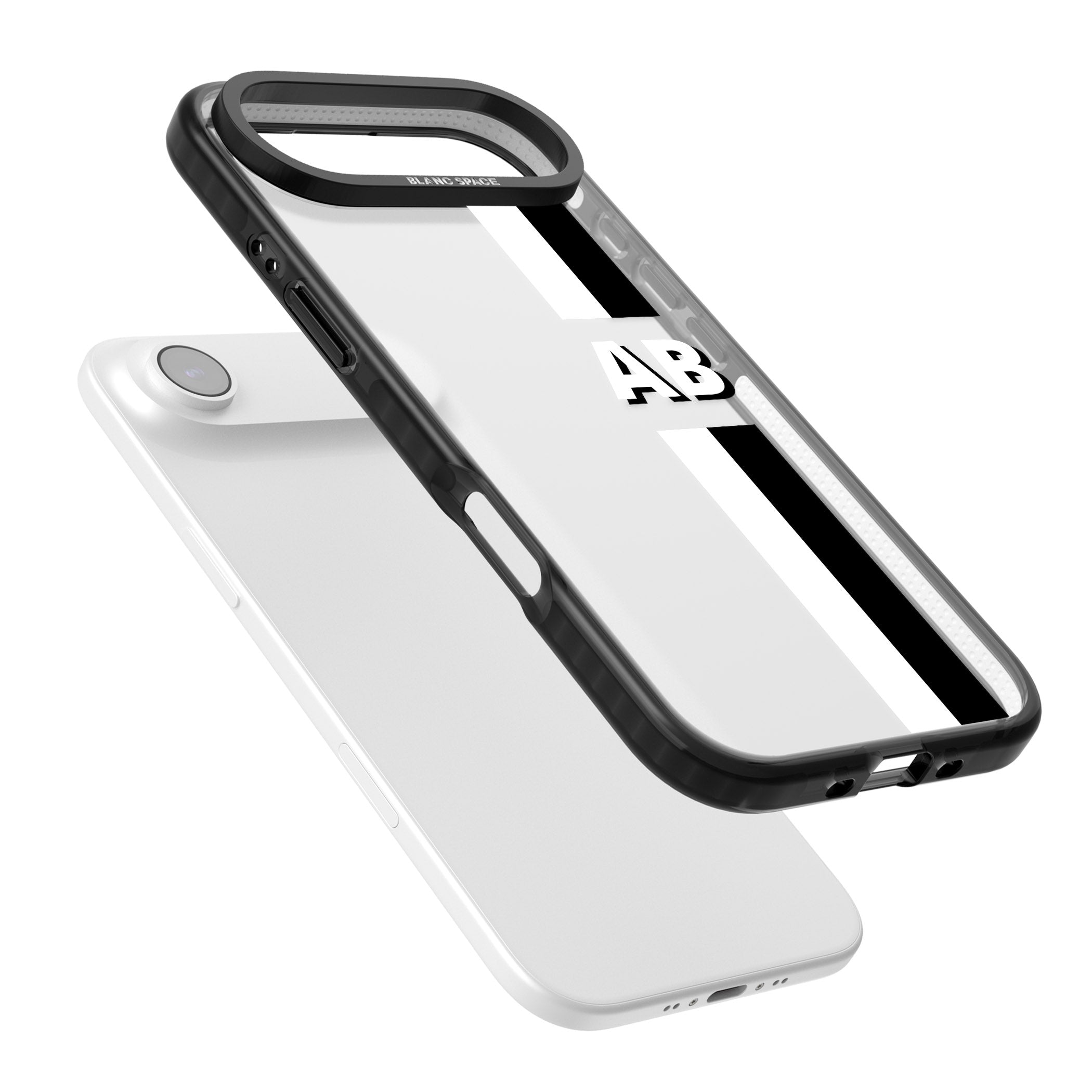 Personalised Bold Two Stripe Name iPhone 17 Air Impact Black Phone Case Colours