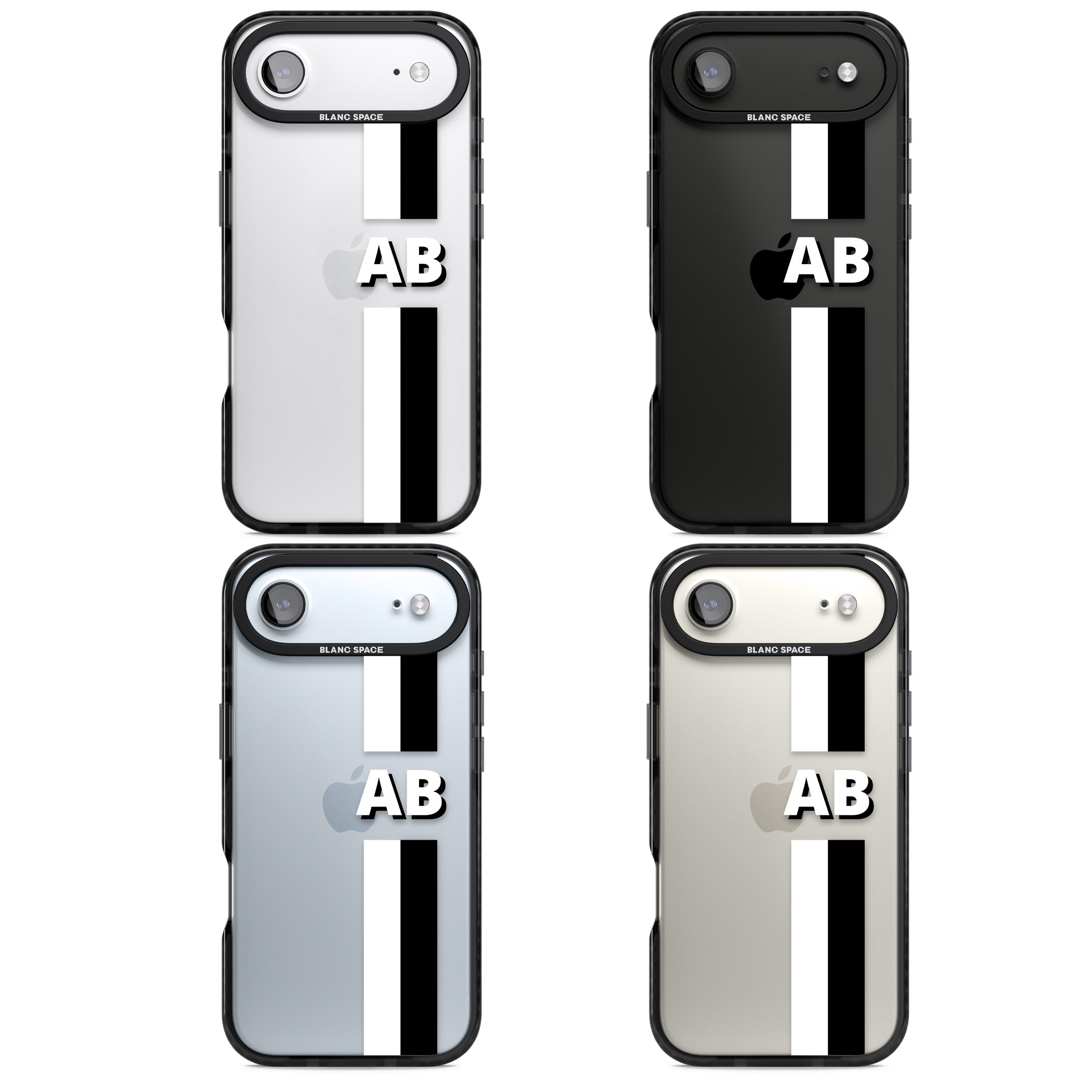 Personalised Bold Two Stripe Name iPhone 17 Air Impact Black Phone Case APT Impact Protection