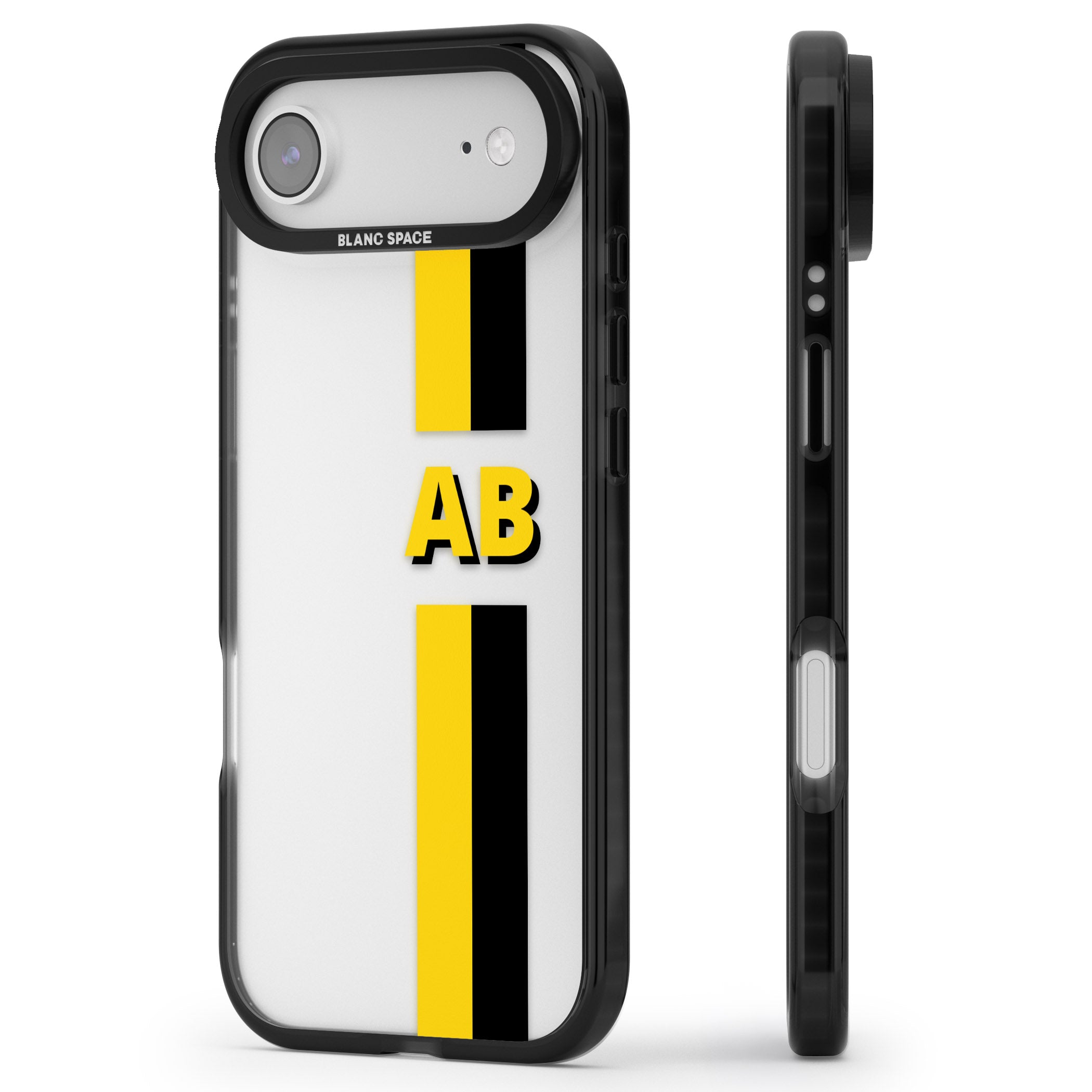 Personalised Bold Name Striped iPhone 17 Air Impact Black Phone Case Side Profile