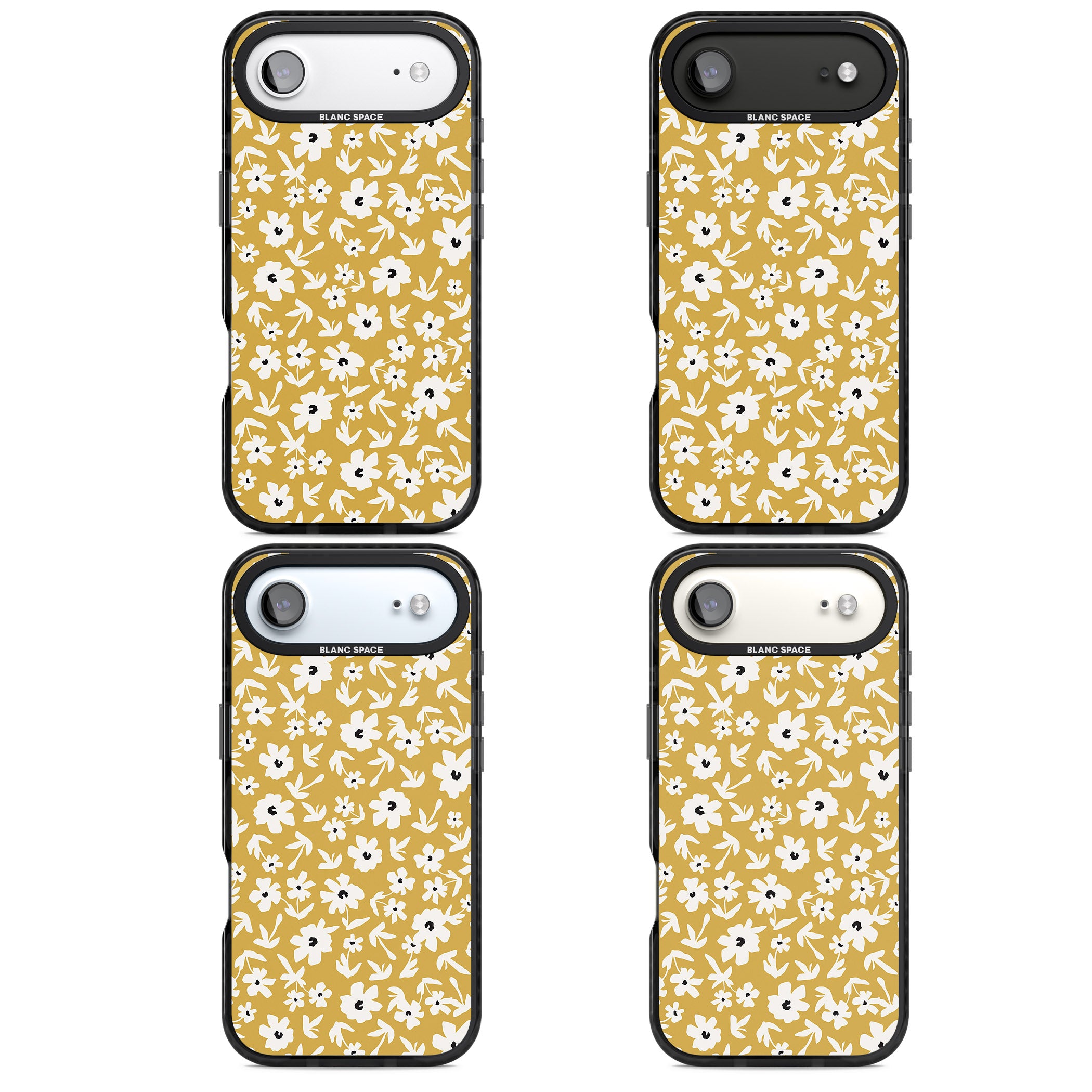 Mustard Floral iPhone 17 Air Impact Black Phone Case APT Impact Protection