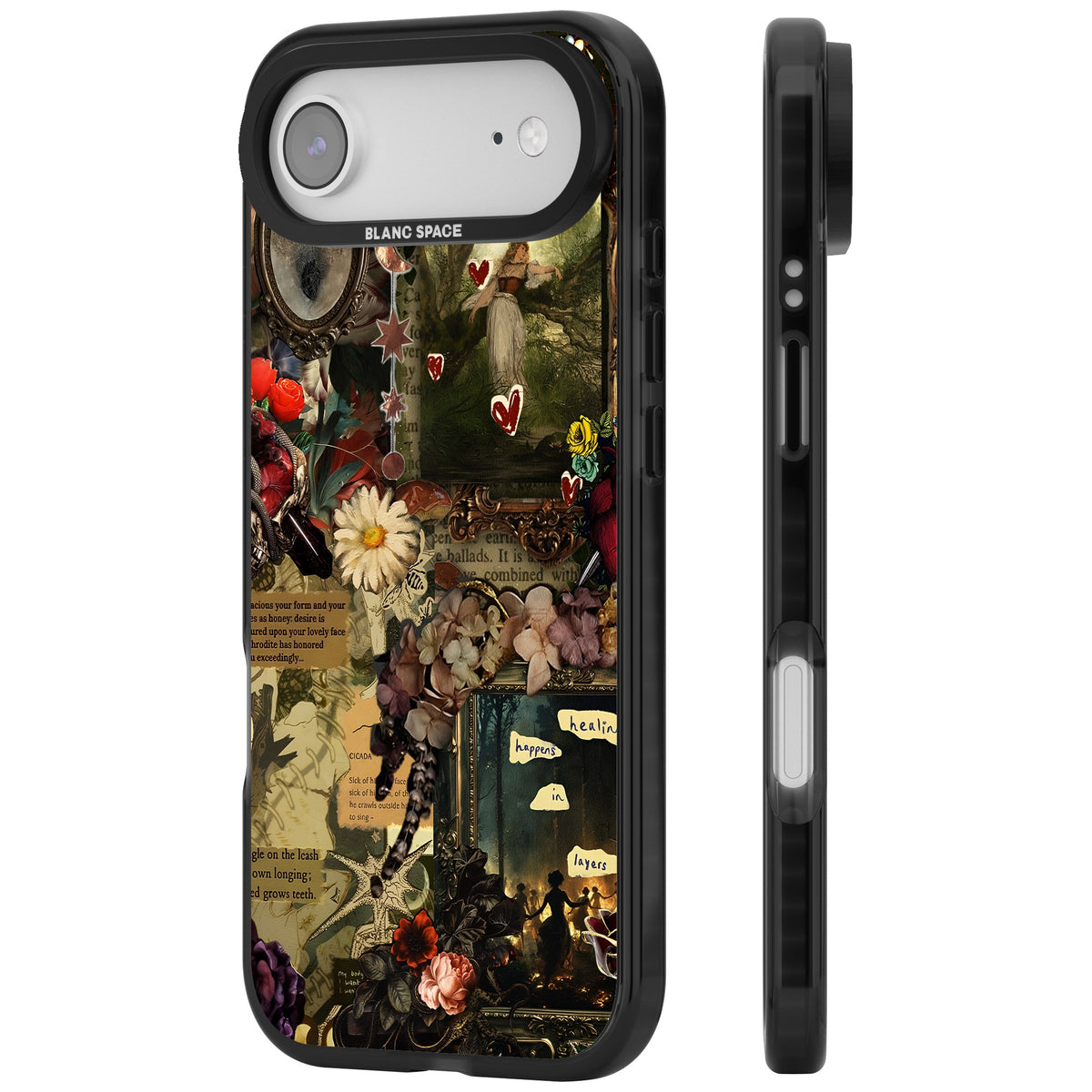 Textbook Romance Collage iPhone Air Impact Black Phone Case side