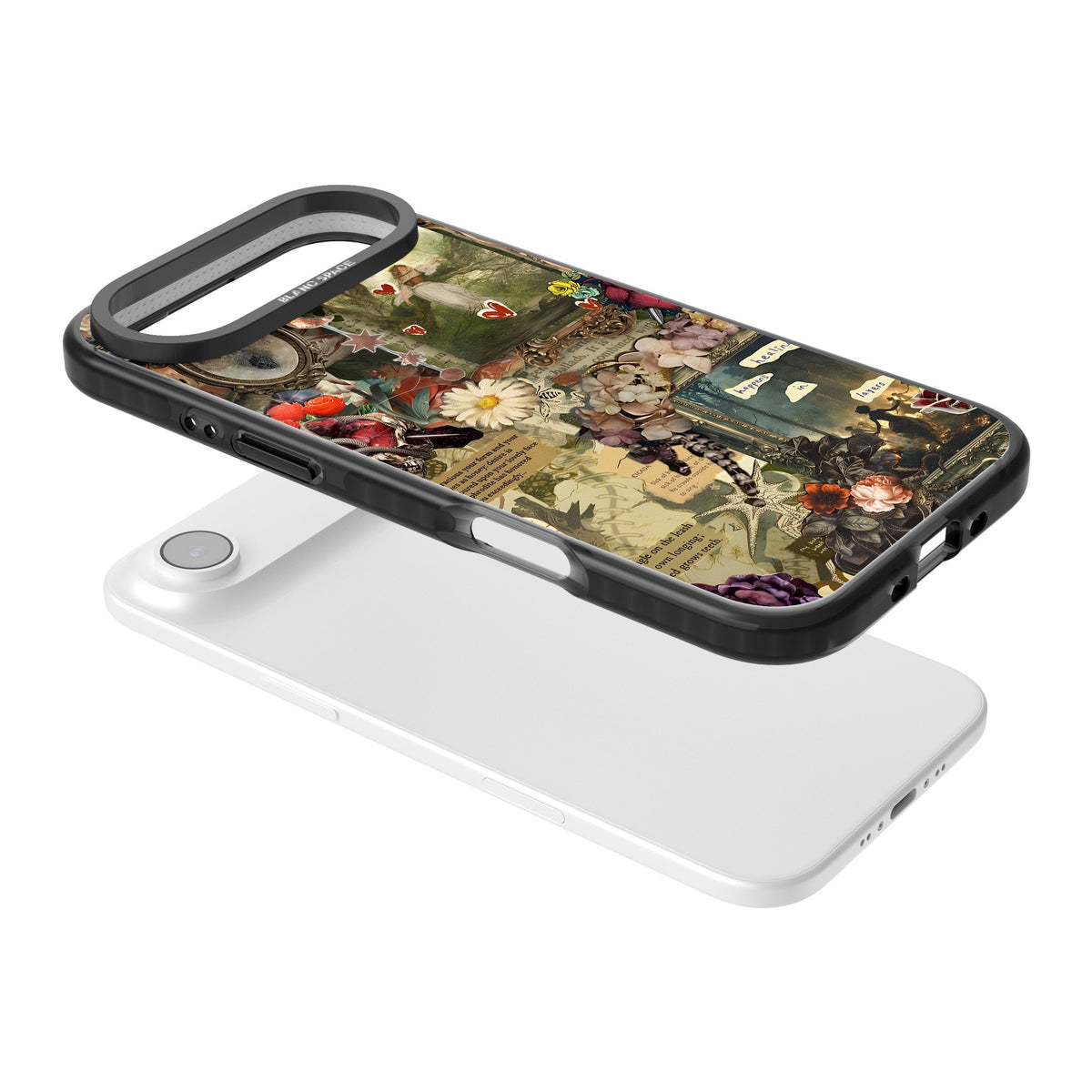 Textbook Romance Collage iPhone Air Impact Black Phone Case angled