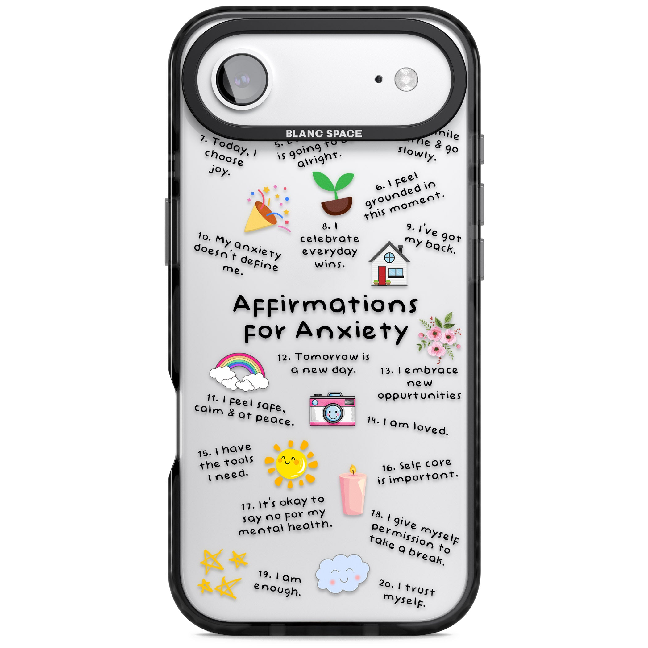 Anxiety Black Text iPhone 17 Air Impact Black Phone Case