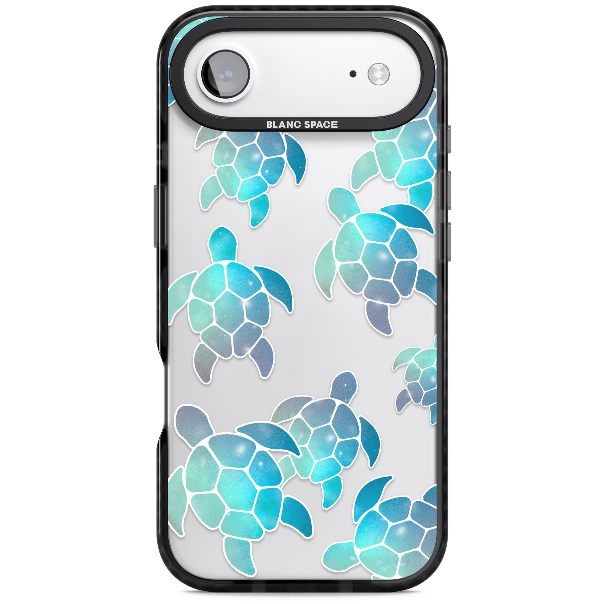 Aqua Space Turtles iPhone 17 Air Impact Black Phone Case
