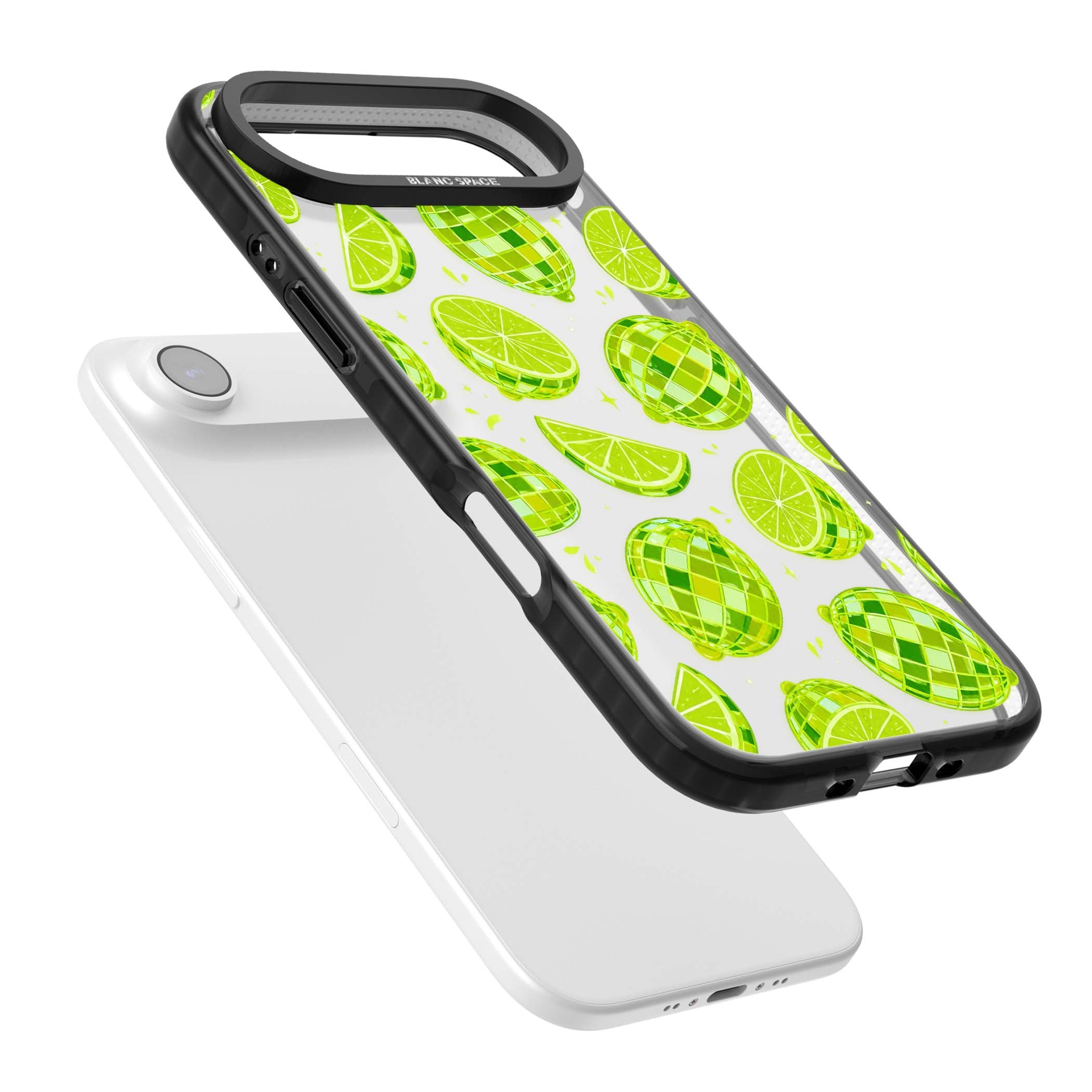 Disco Limes fruit aesthetic iPhone case featuring green disco balls, lime slices and citrus sparkles | Clear Impact case for iPhone Air