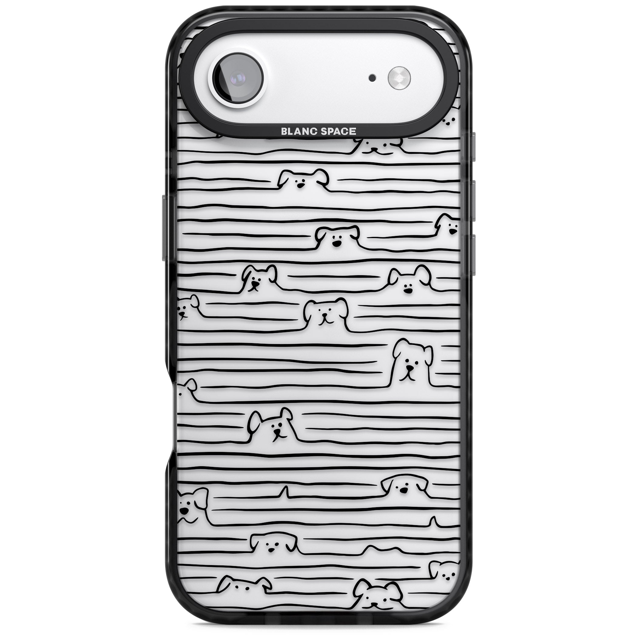 Dog Line Art Black iPhone 17 Air Impact Black Phone Case
