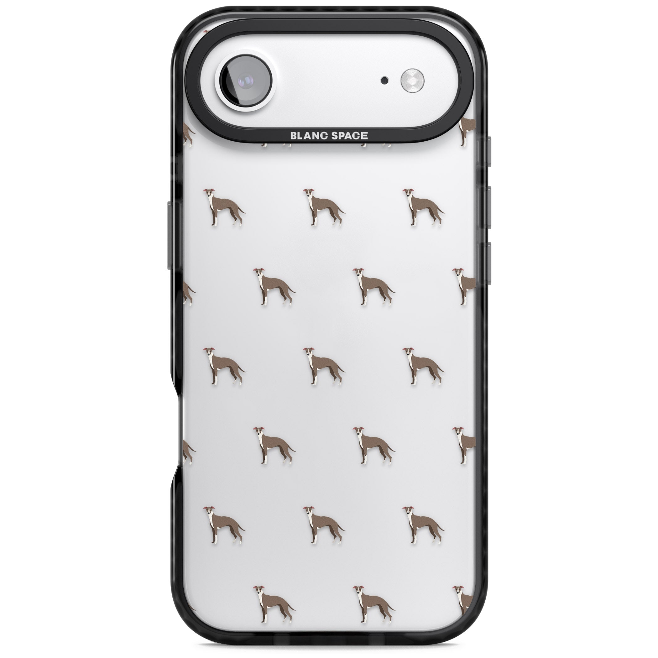 Whippet Dog Pattern Clear iPhone 17 Air Impact Black Phone Case
