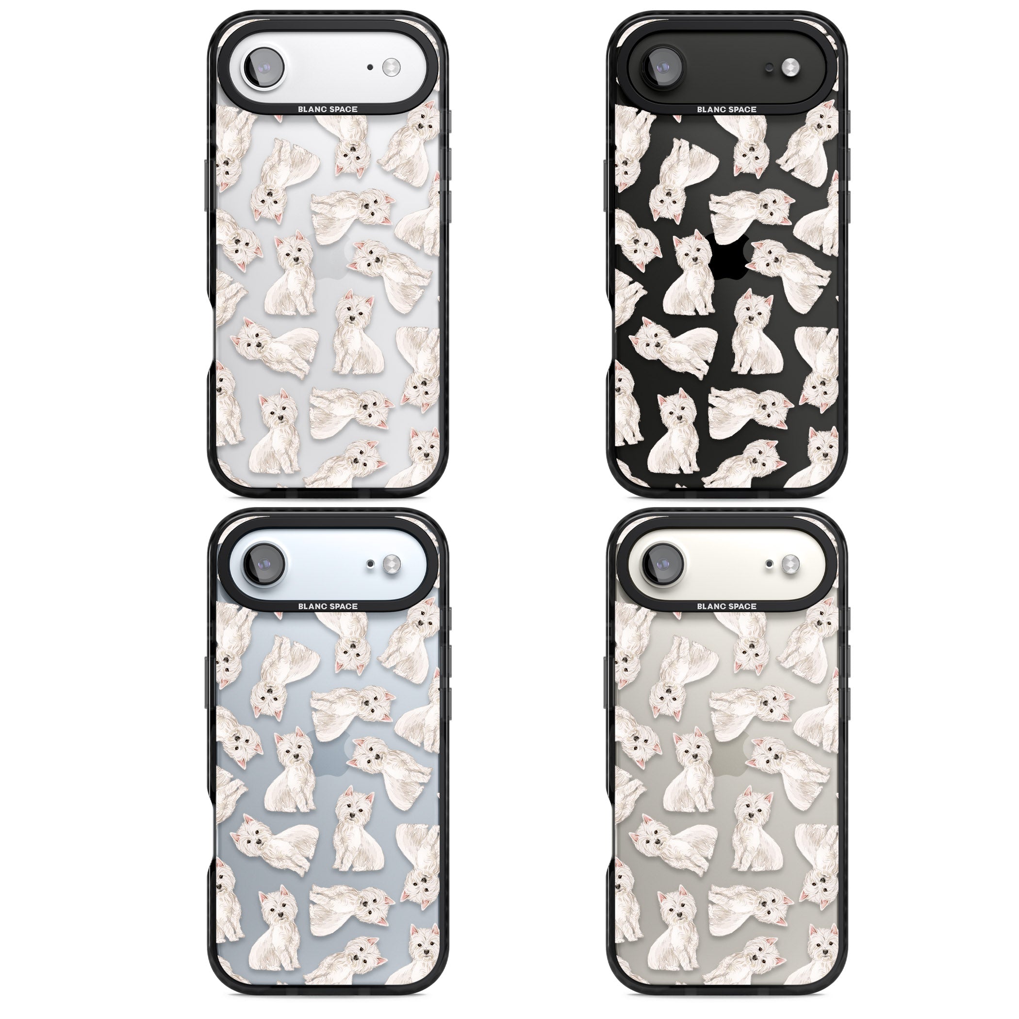 Westie Dog Pattern iPhone 17 Air Impact Black Phone Case APT Impact Protection