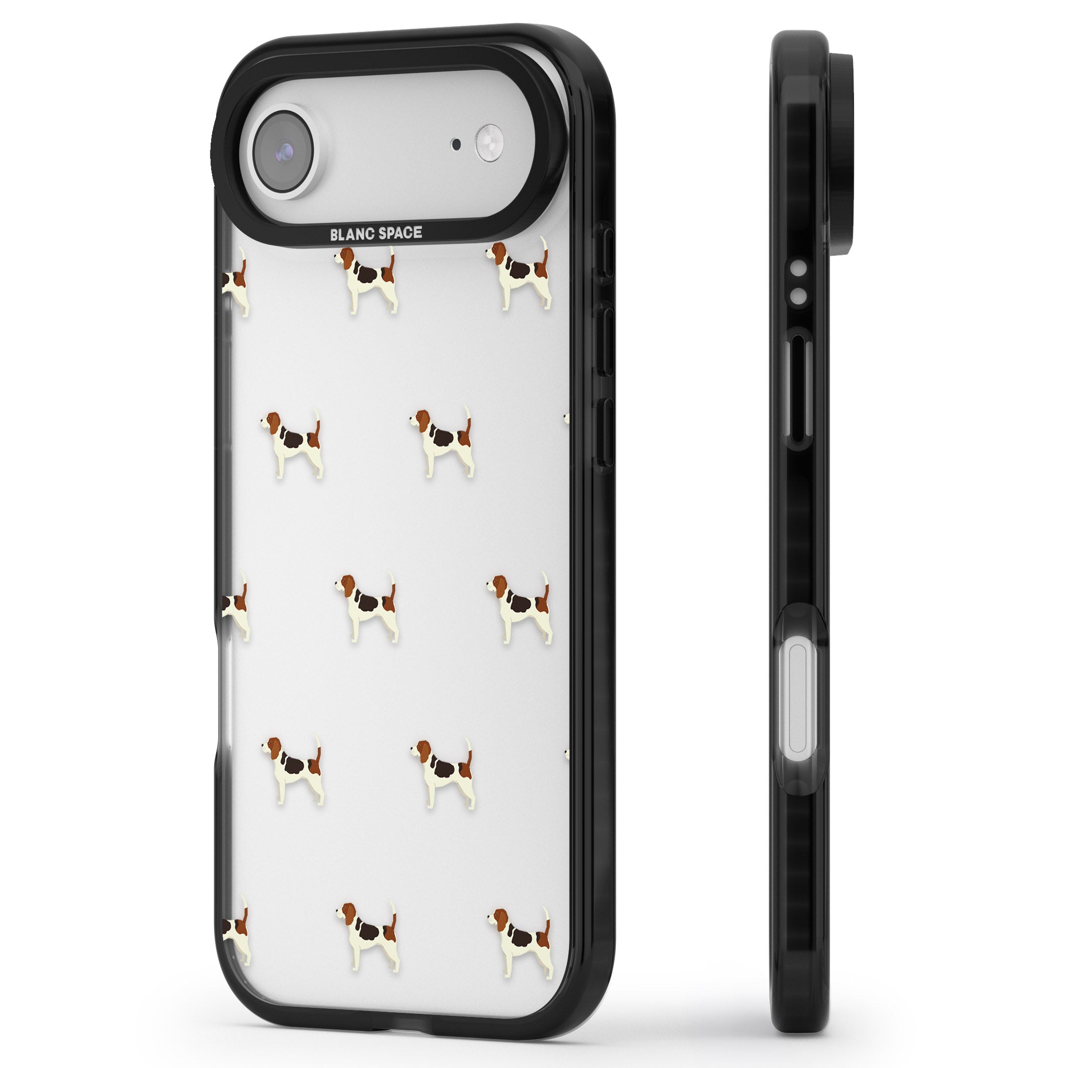 Beagle Dog Pattern iPhone 17 Air Impact Black Phone Case Side Profile