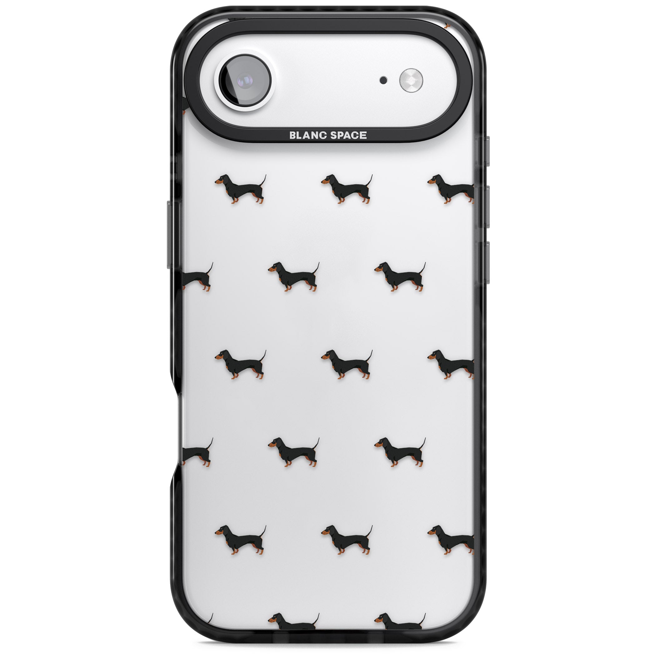 Dachshund Pattern Clear iPhone 17 Air Impact Black Phone Case