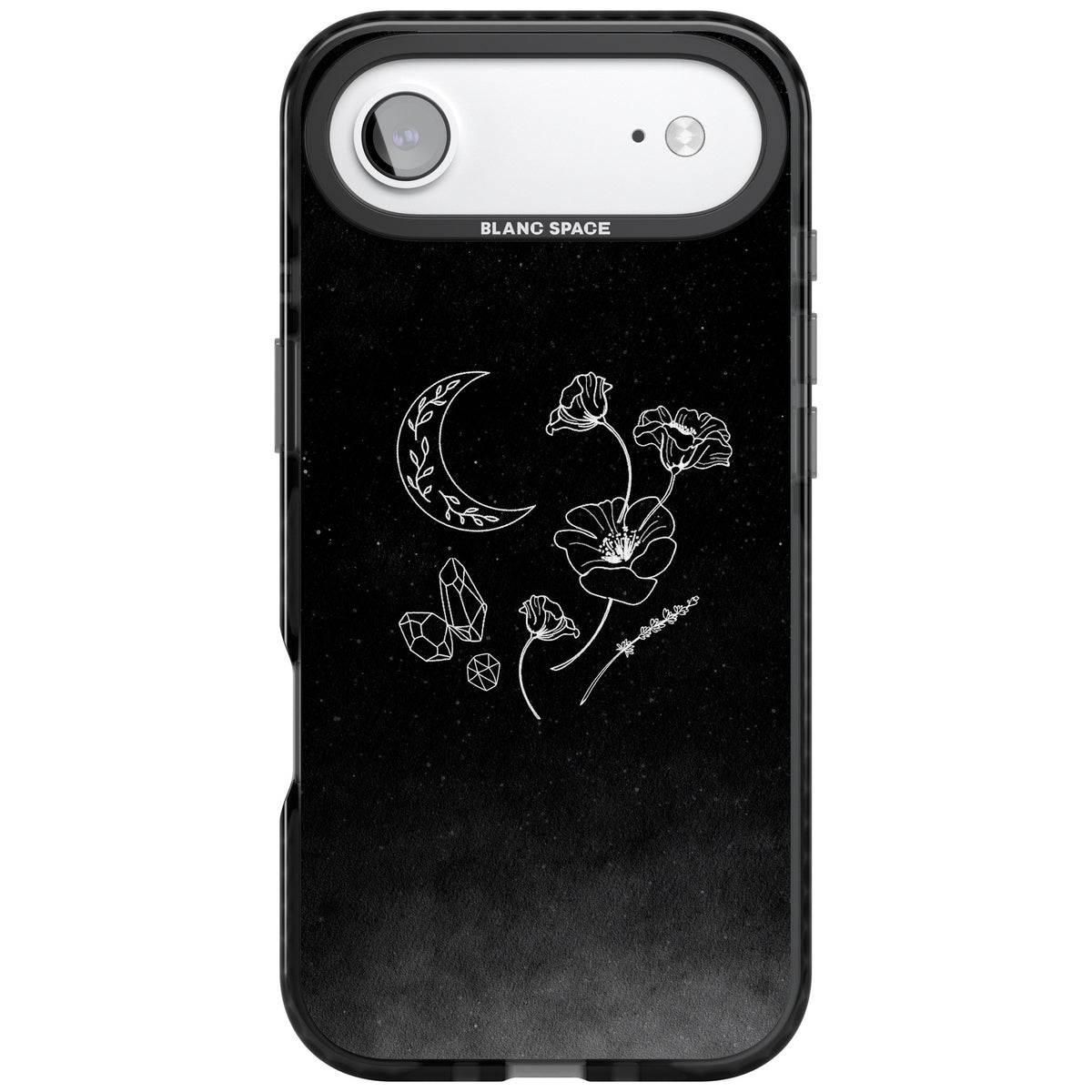 Midnight Moon Botanic iPhone Air Impact Black Phone Case front
