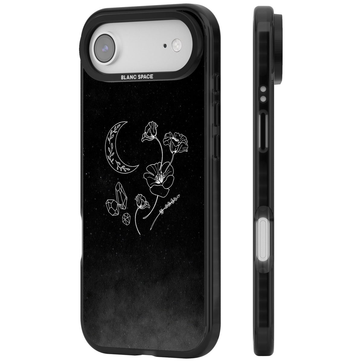 Midnight Moon Botanic iPhone Air Impact Black Phone Case side