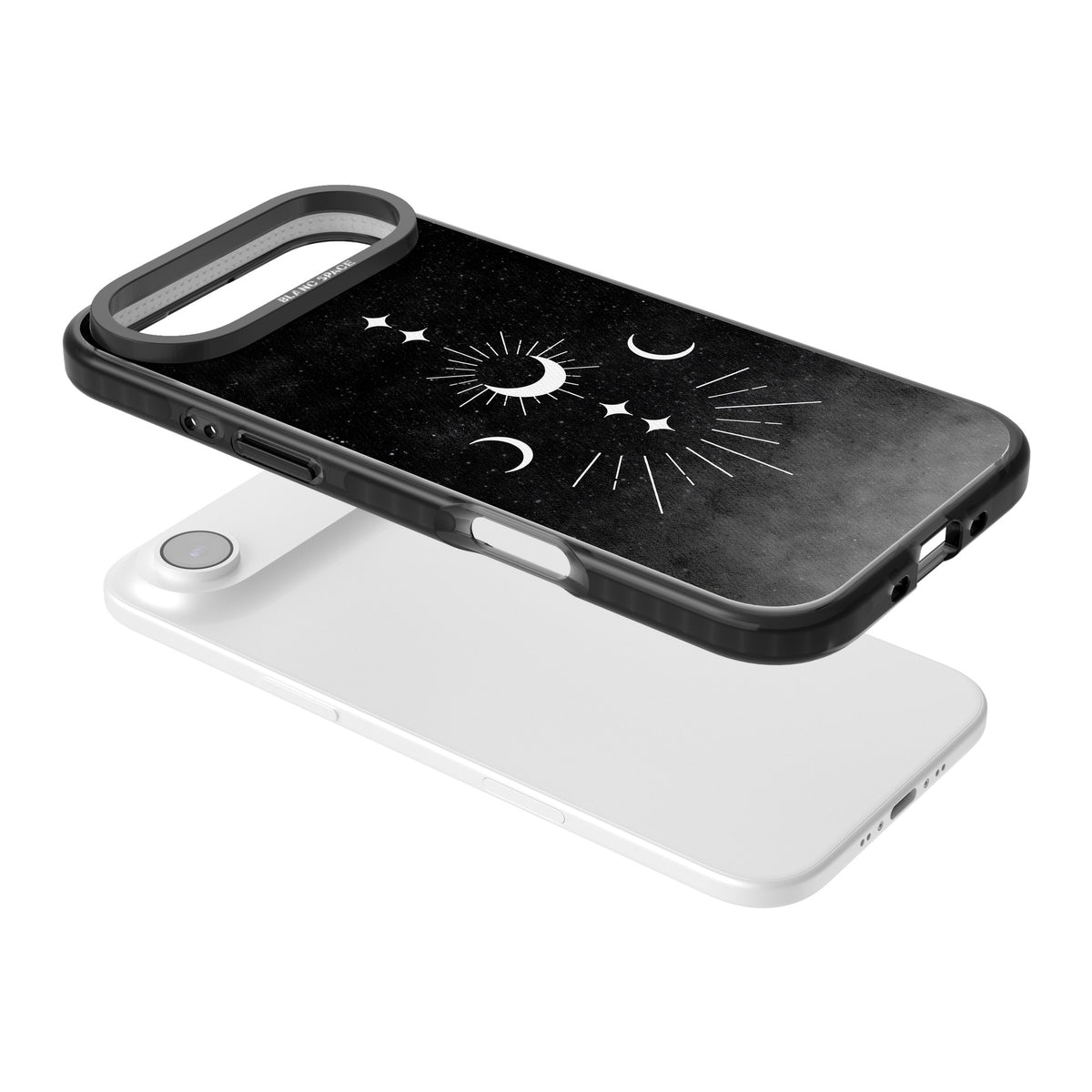 Lunar Mandala iPhone Air Impact Black Phone Case angled