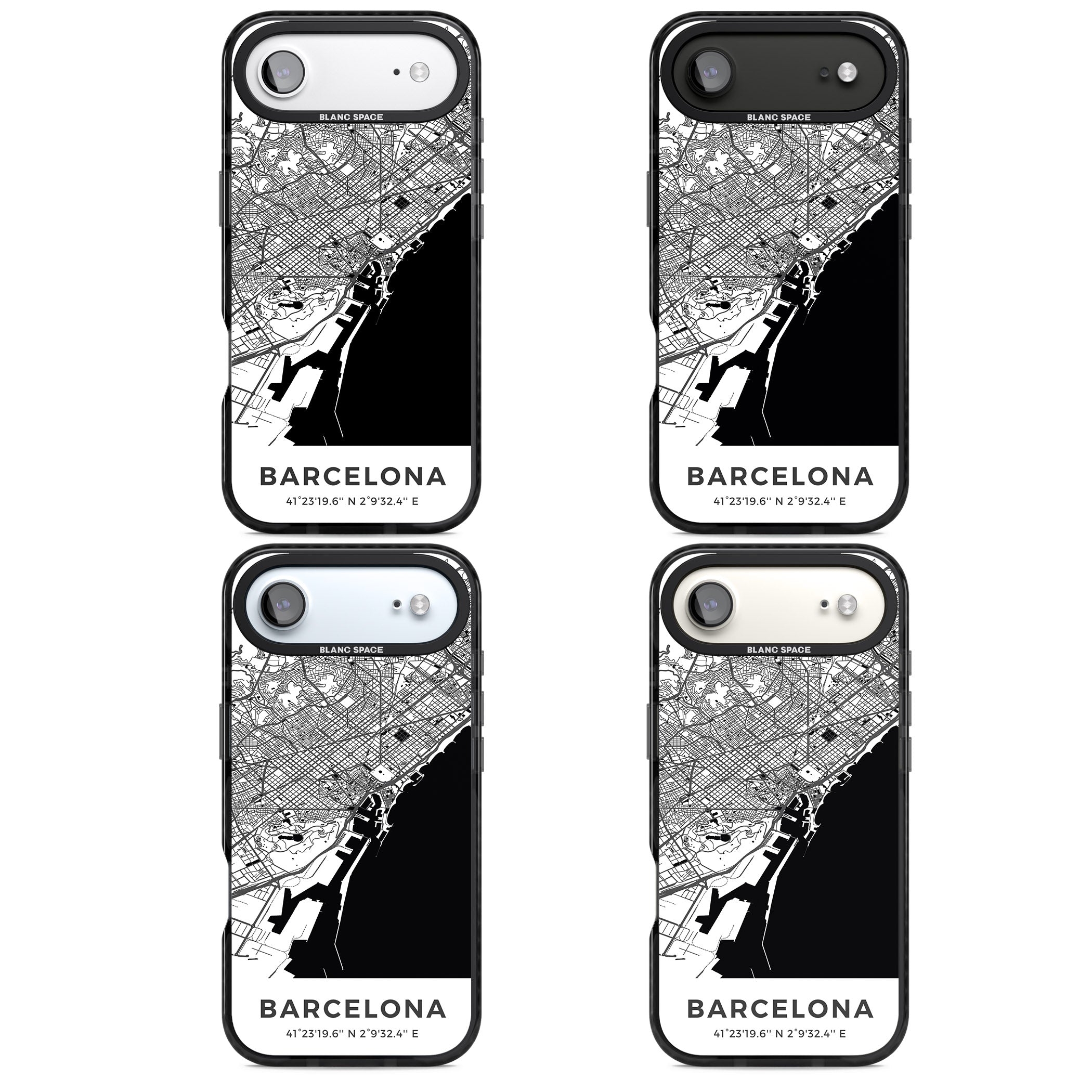 Barcelona Map iPhone 17 Air Impact Black Phone Case APT Impact Protection