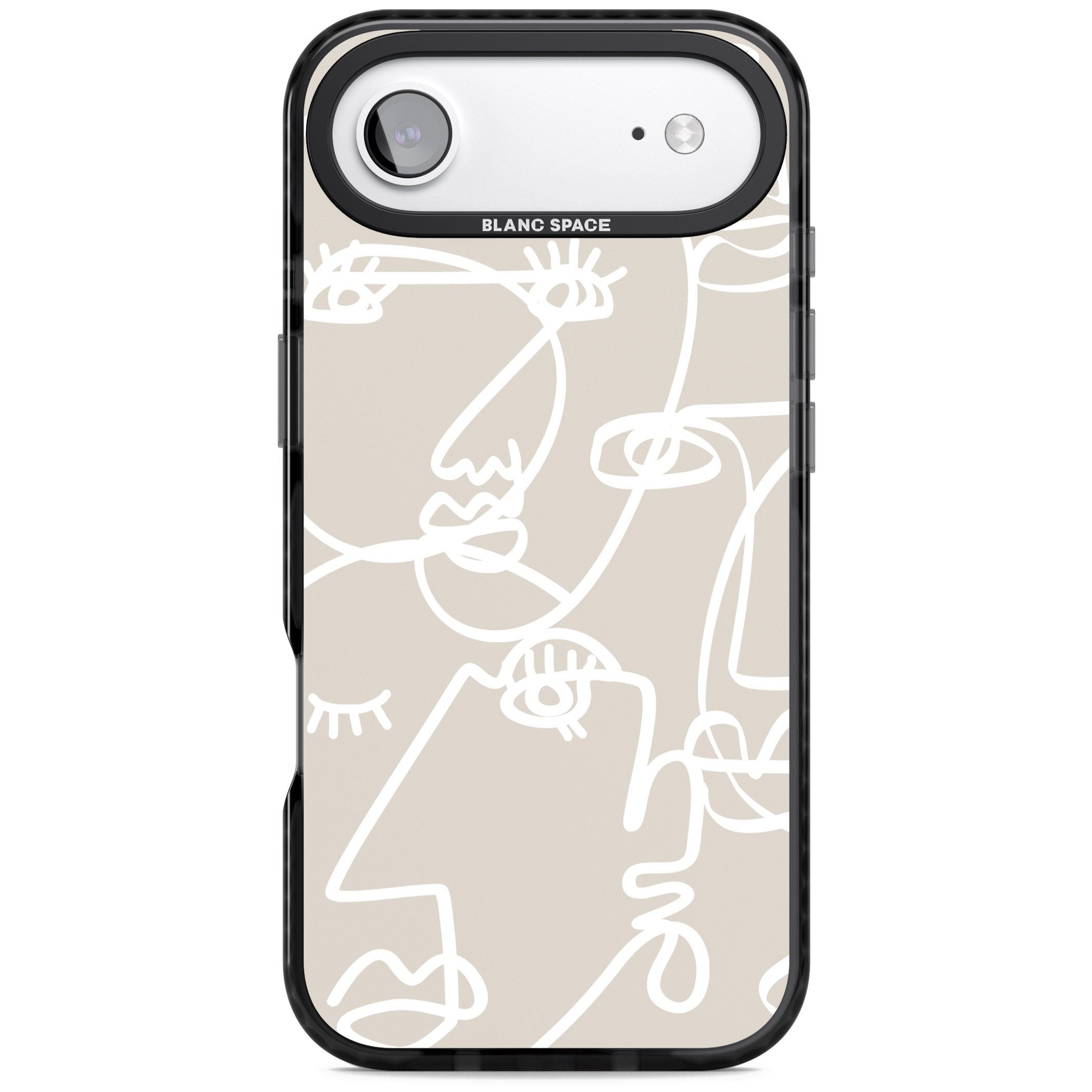 Abstract Line Art White Beige iPhone 17 Air Impact Black Phone Case