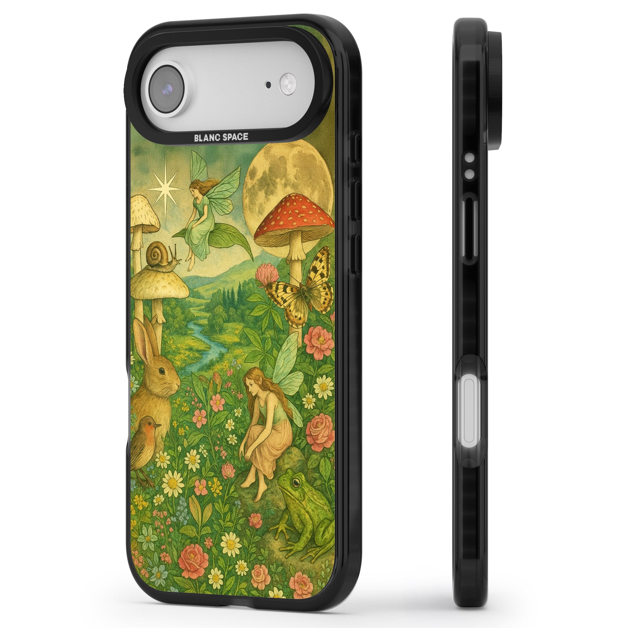 Fairies & Flowers iPhone 17 Air Impact Black Phone Case Side Profile