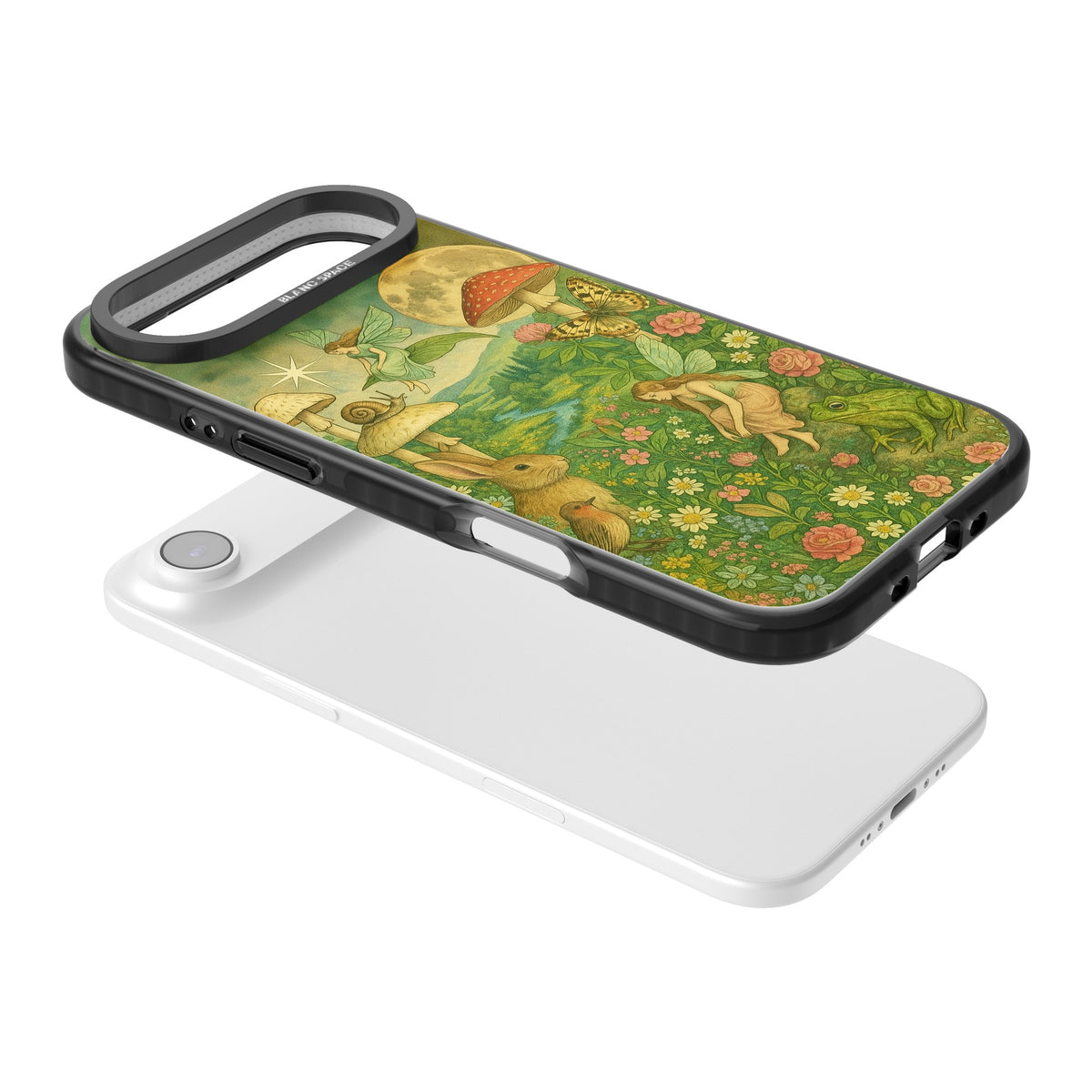 Fairies & Flowers iPhone Air Impact Black Phone Case angled