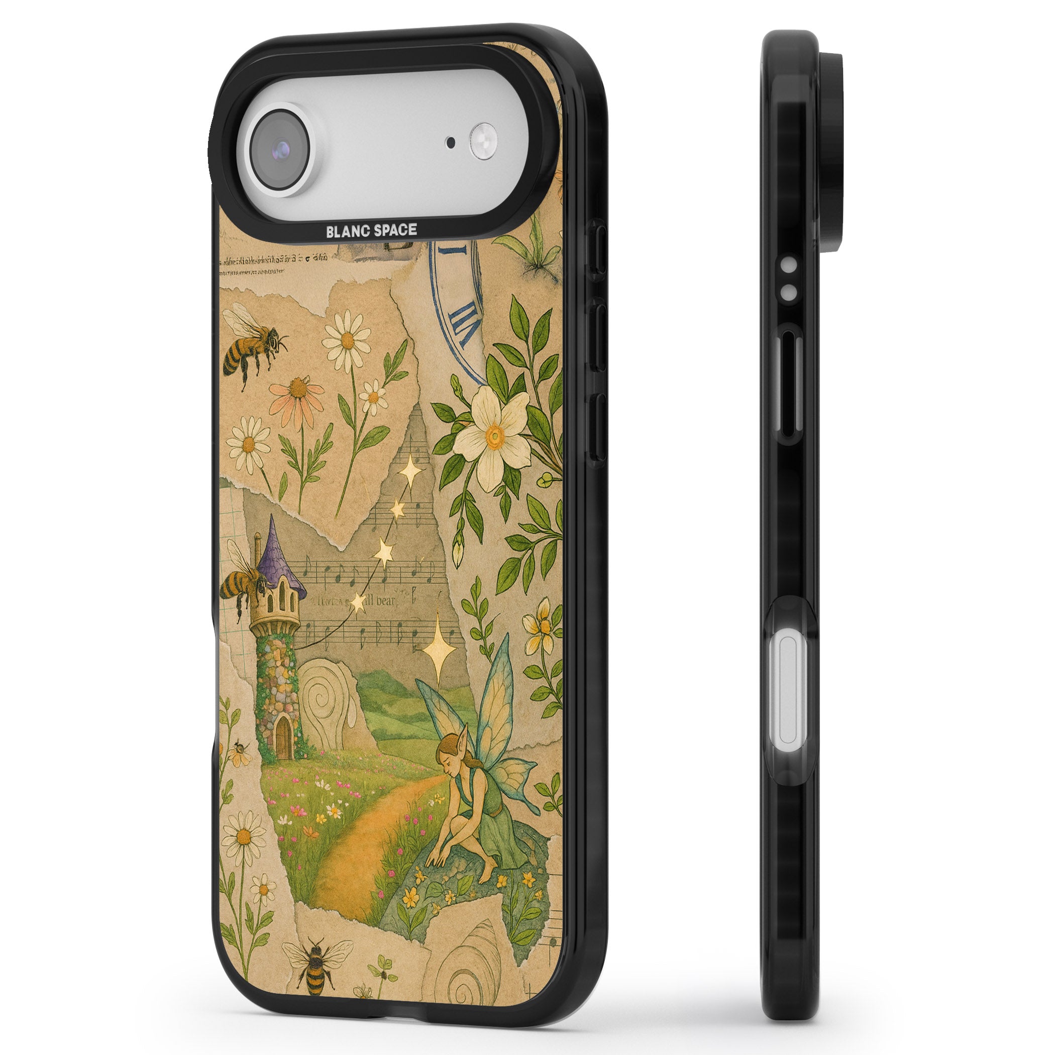 Floral Fairy Collage iPhone 17 Air Impact Black Phone Case Side Profile