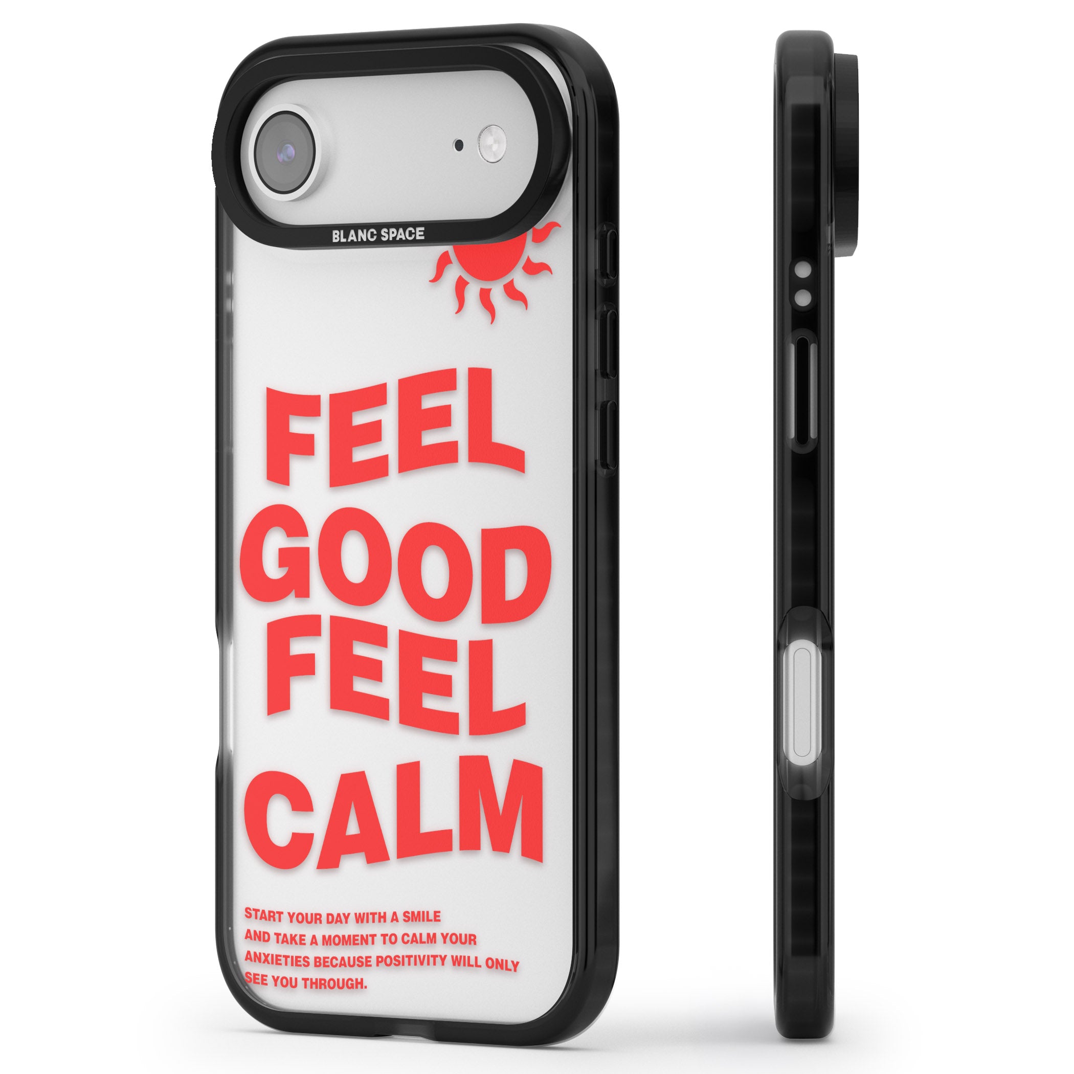 Feel Good Feel Calm (Red) iPhone 17 Air Impact Black Phone Case Side Profile