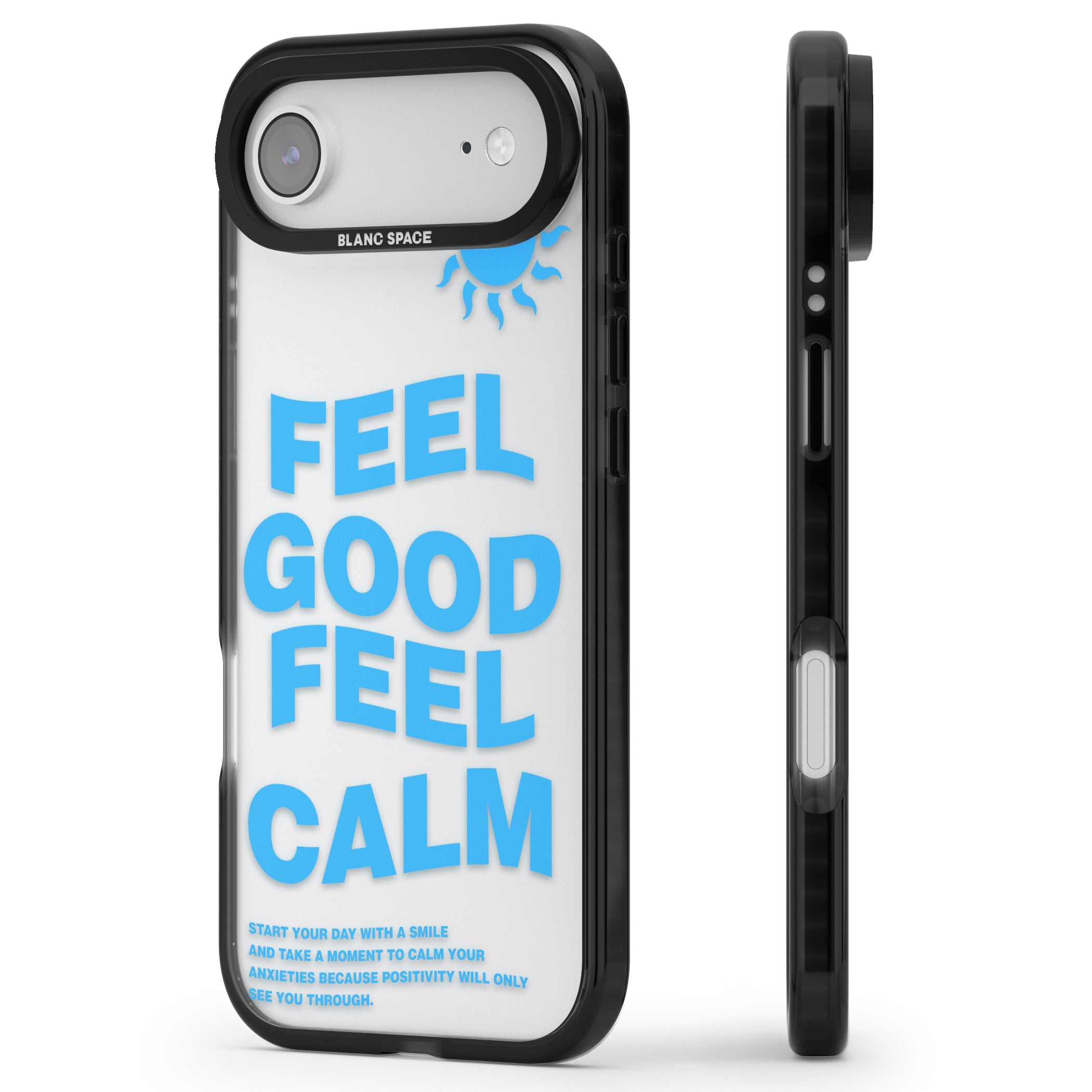 Feel Good Feel Calm (Blue) iPhone 17 Air Impact Black Phone Case Side Profile