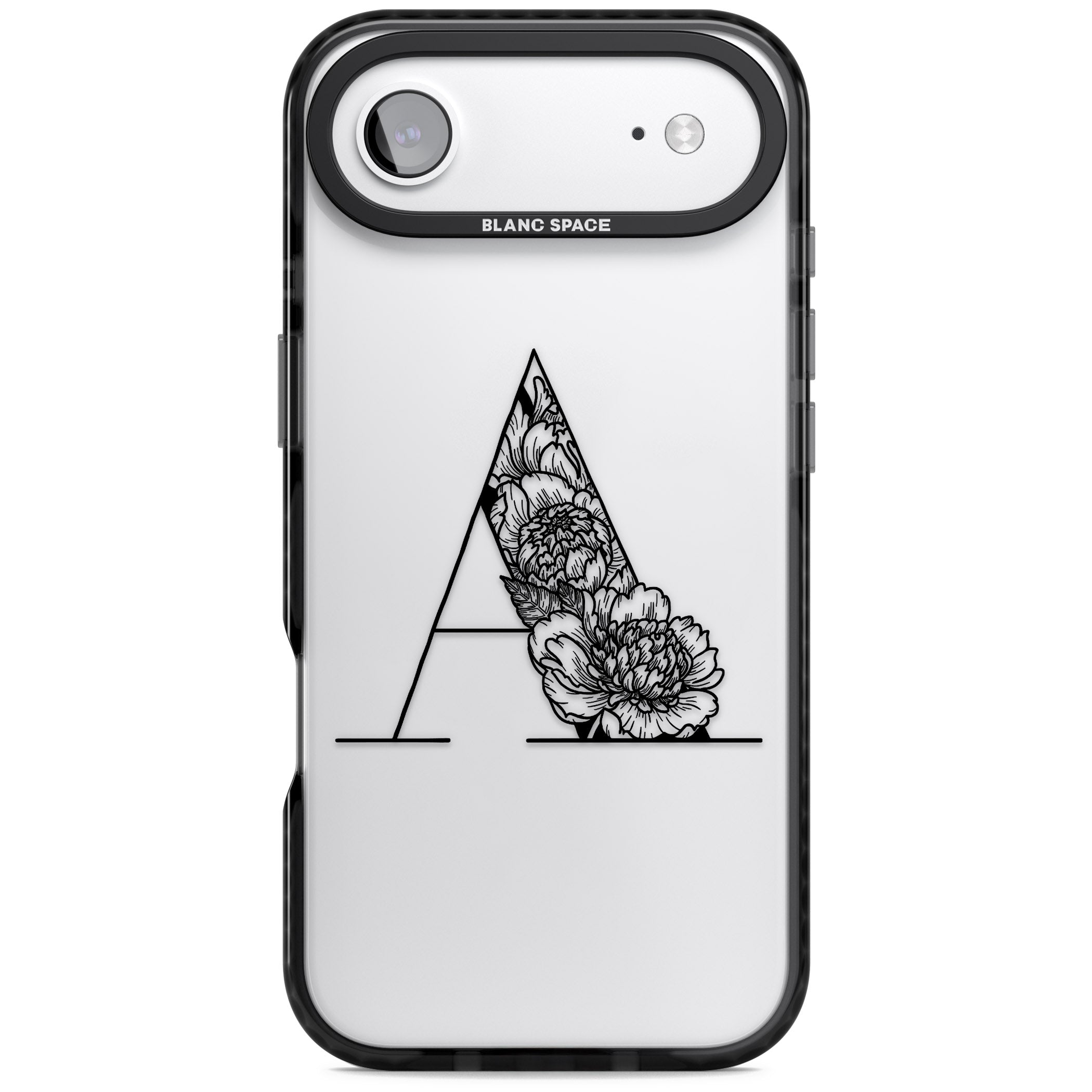 Personalised Floral Monogram iPhone 17 Air Impact Black Phone Case