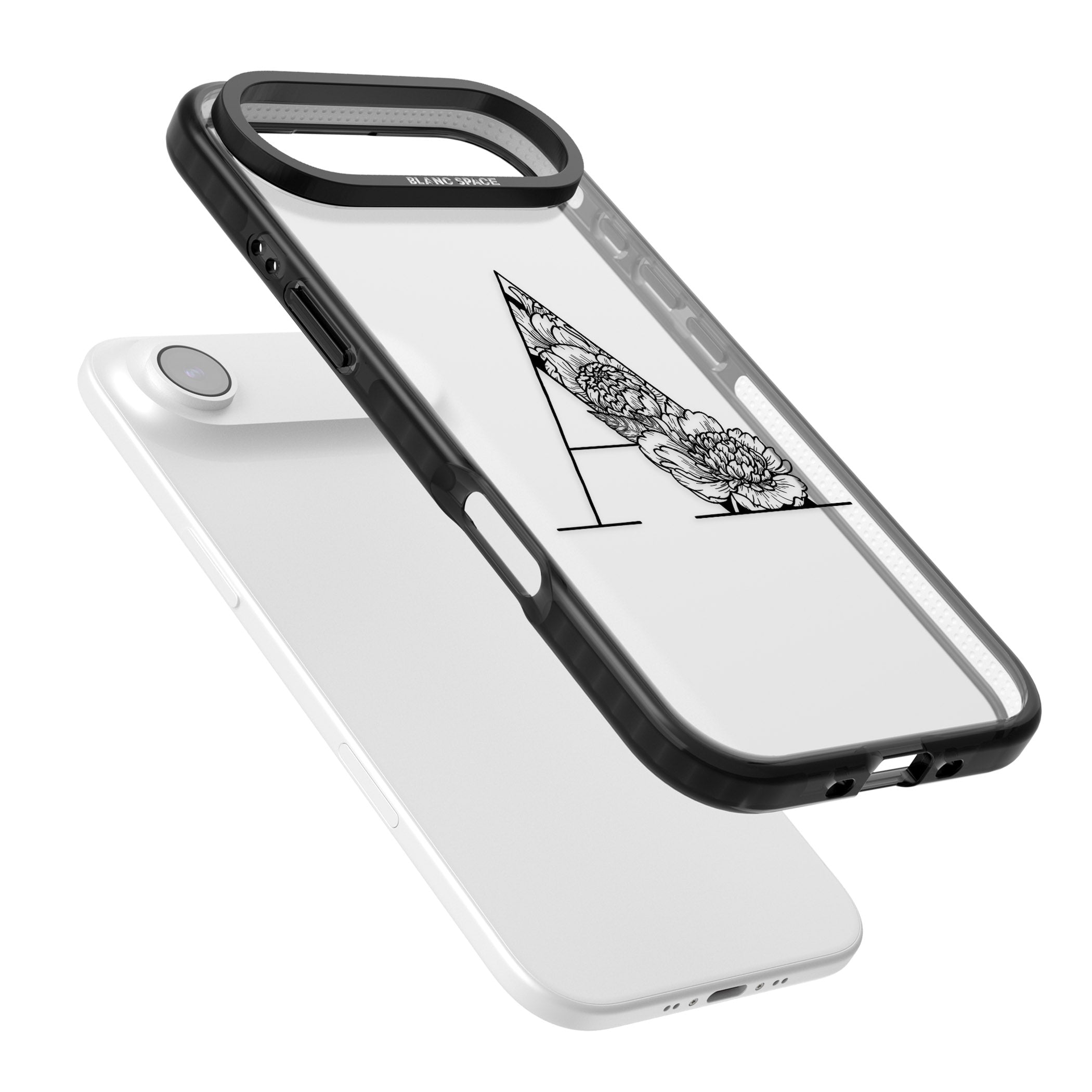 Personalised Floral Monogram iPhone 17 Air Impact Black Phone Case Colours