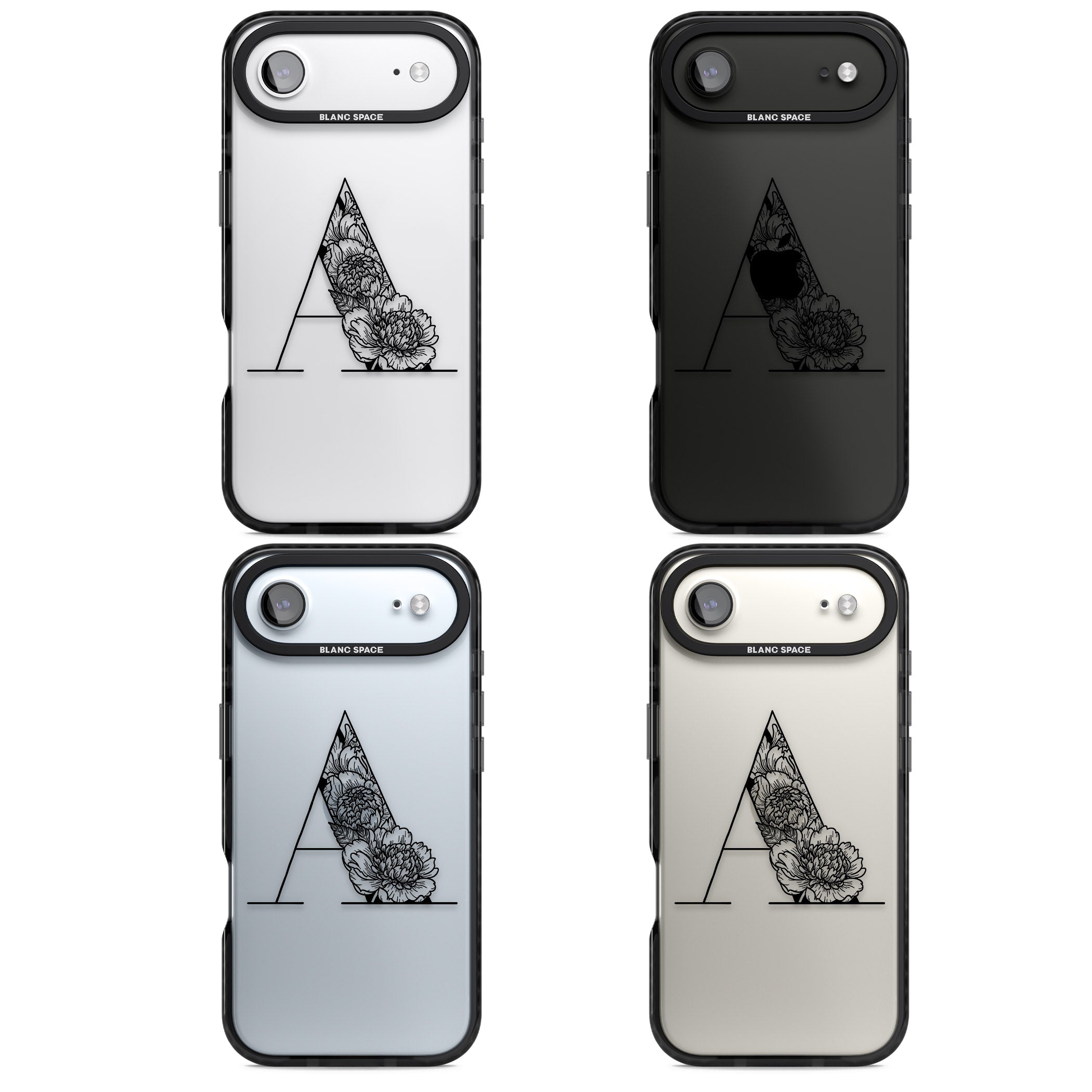 Personalised Floral Monogram iPhone 17 Air Impact Black Phone Case APT Impact Protection