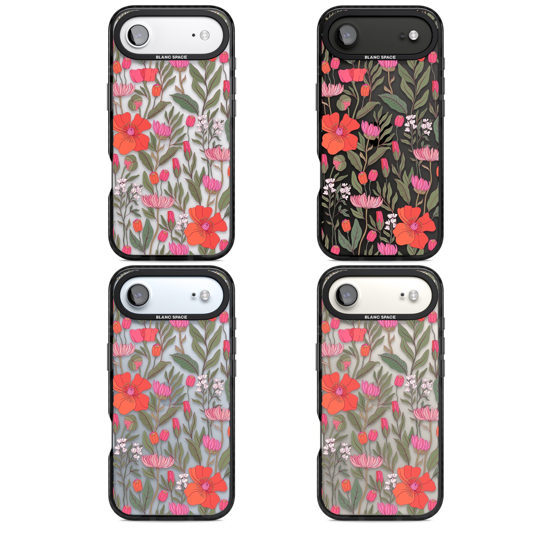 Peachy Floral iPhone 17 Air Impact Black Phone Case APT Impact Protection