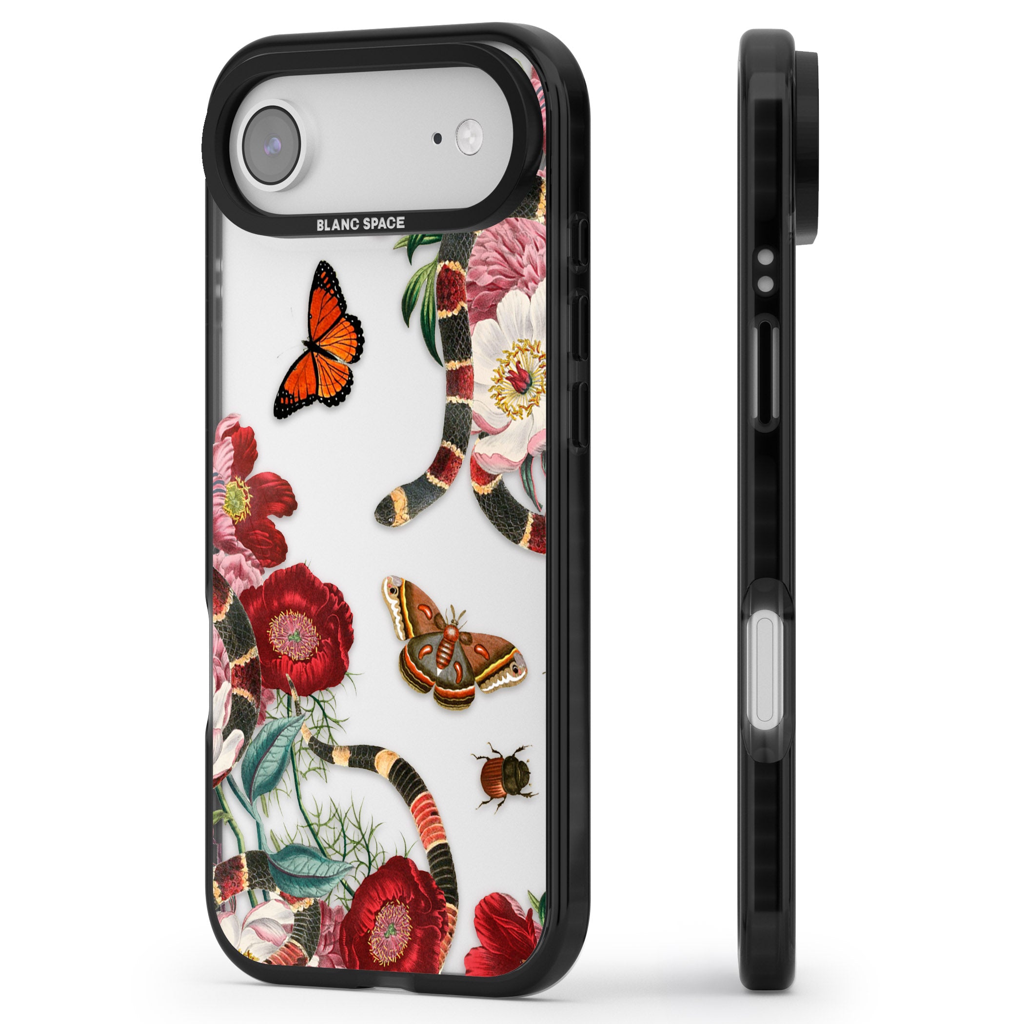 Botanical Snake iPhone 17 Air Impact Black Phone Case Side Profile