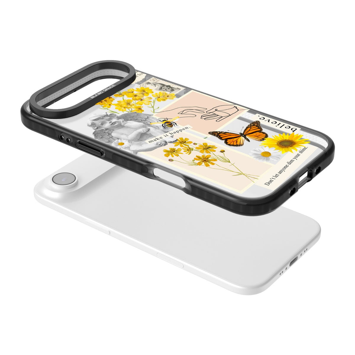 Yellow Wildflower Collage iPhone Air Impact Black Phone Case angled