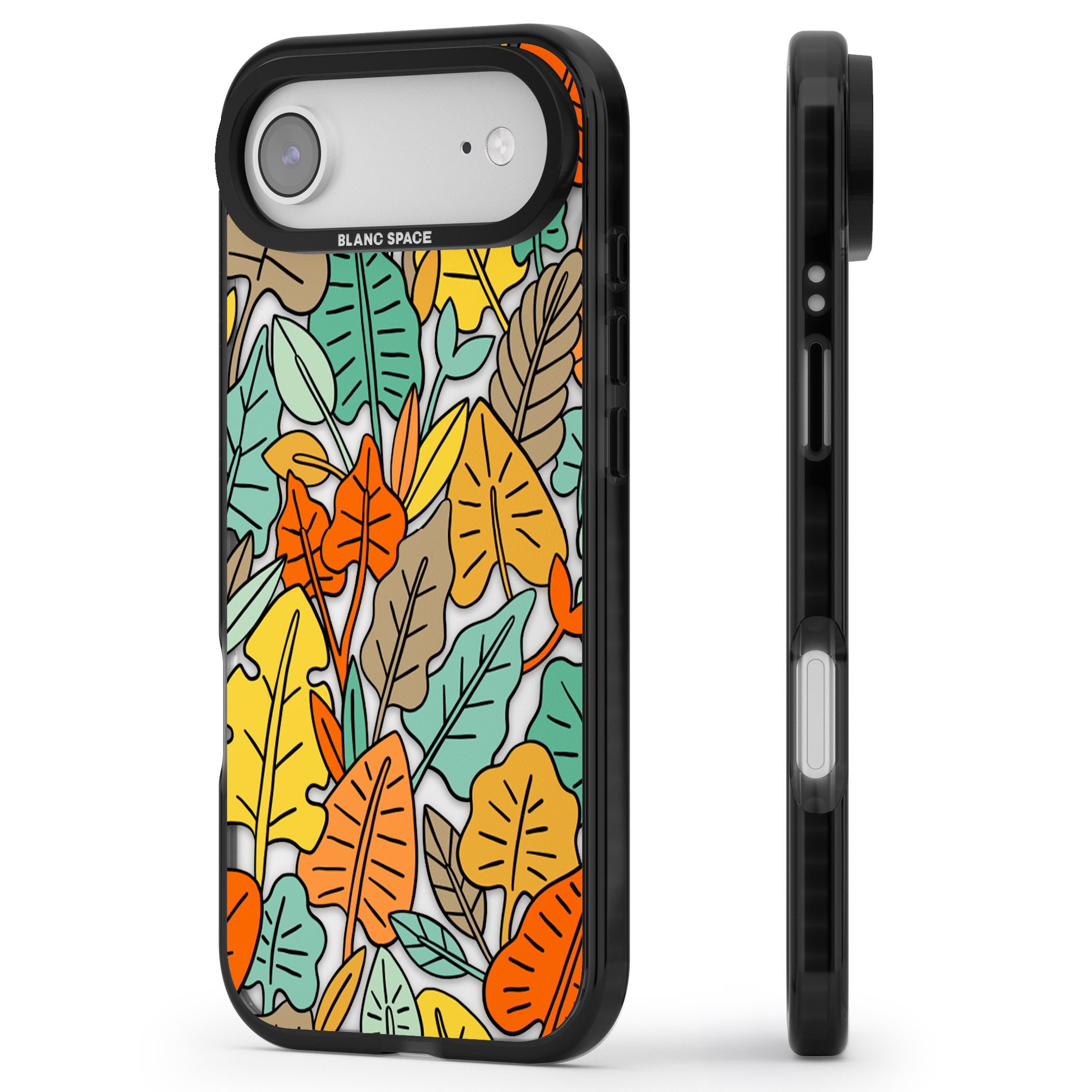 Pastel Toned Autumn Leaves iPhone 17 Air Impact Black Phone Case Side Profile