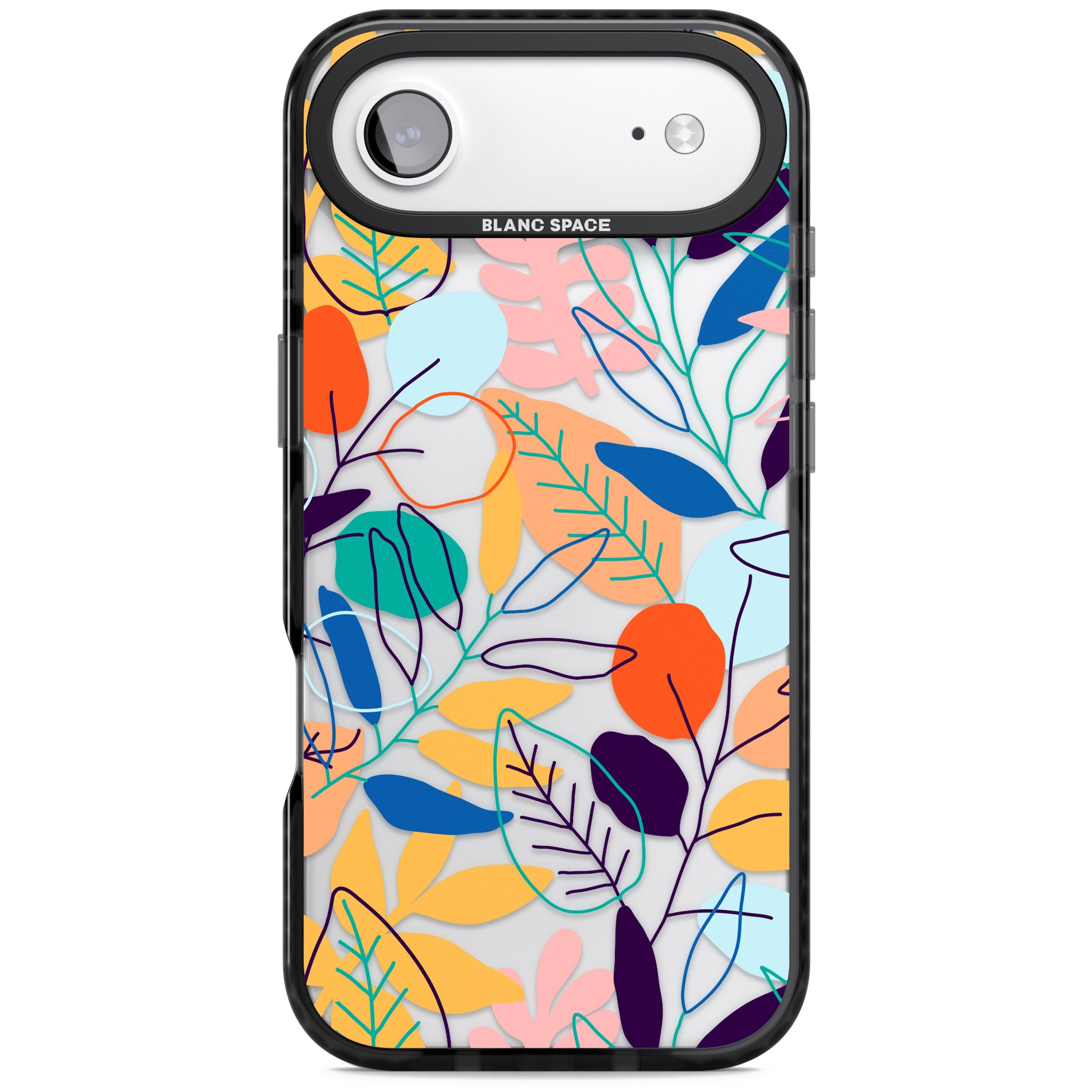 Abstract Line Drawn Leaves iPhone 17 Air Impact Black Phone Case