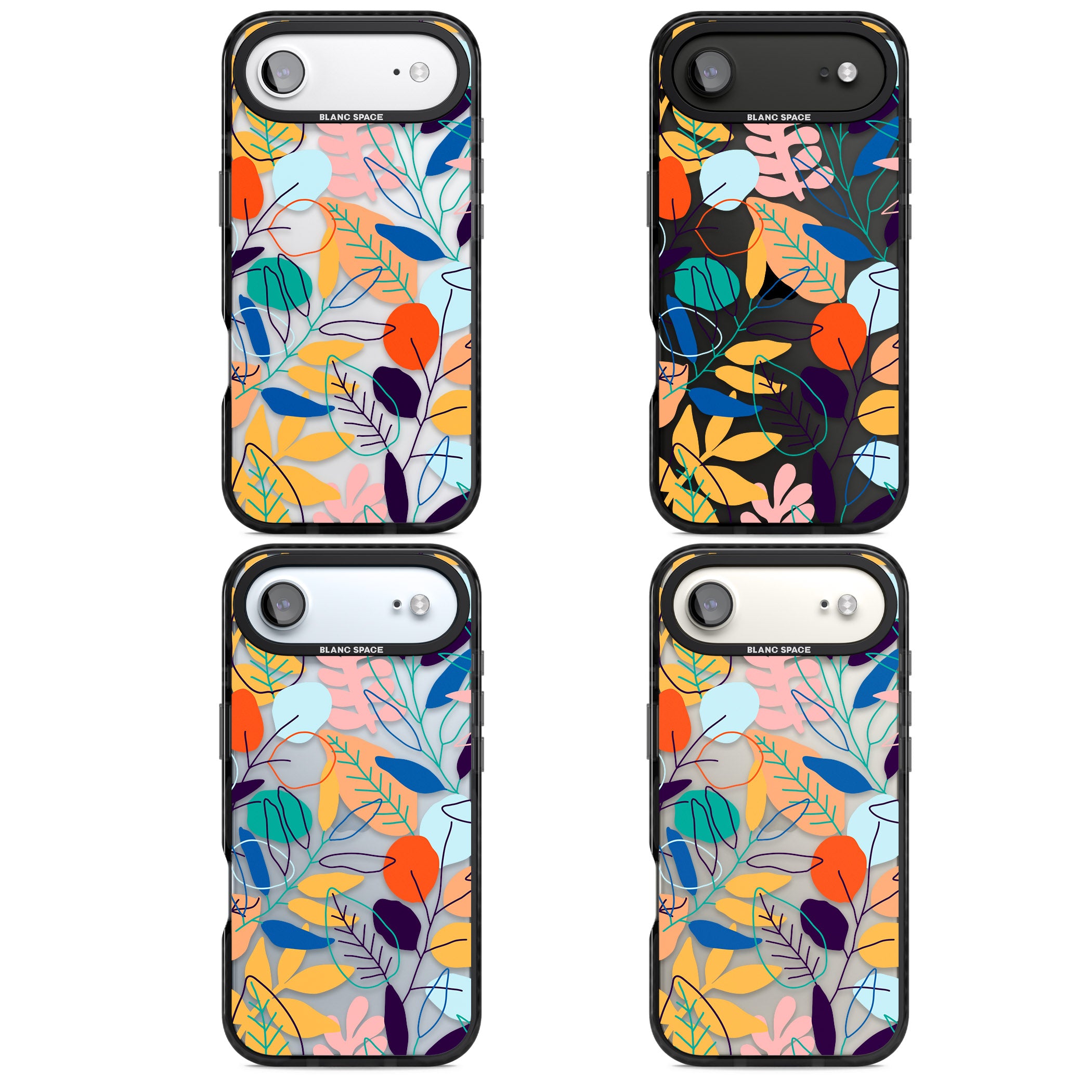 Abstract Line Drawn Leaves iPhone 17 Air Impact Black Phone Case APT Impact Protection