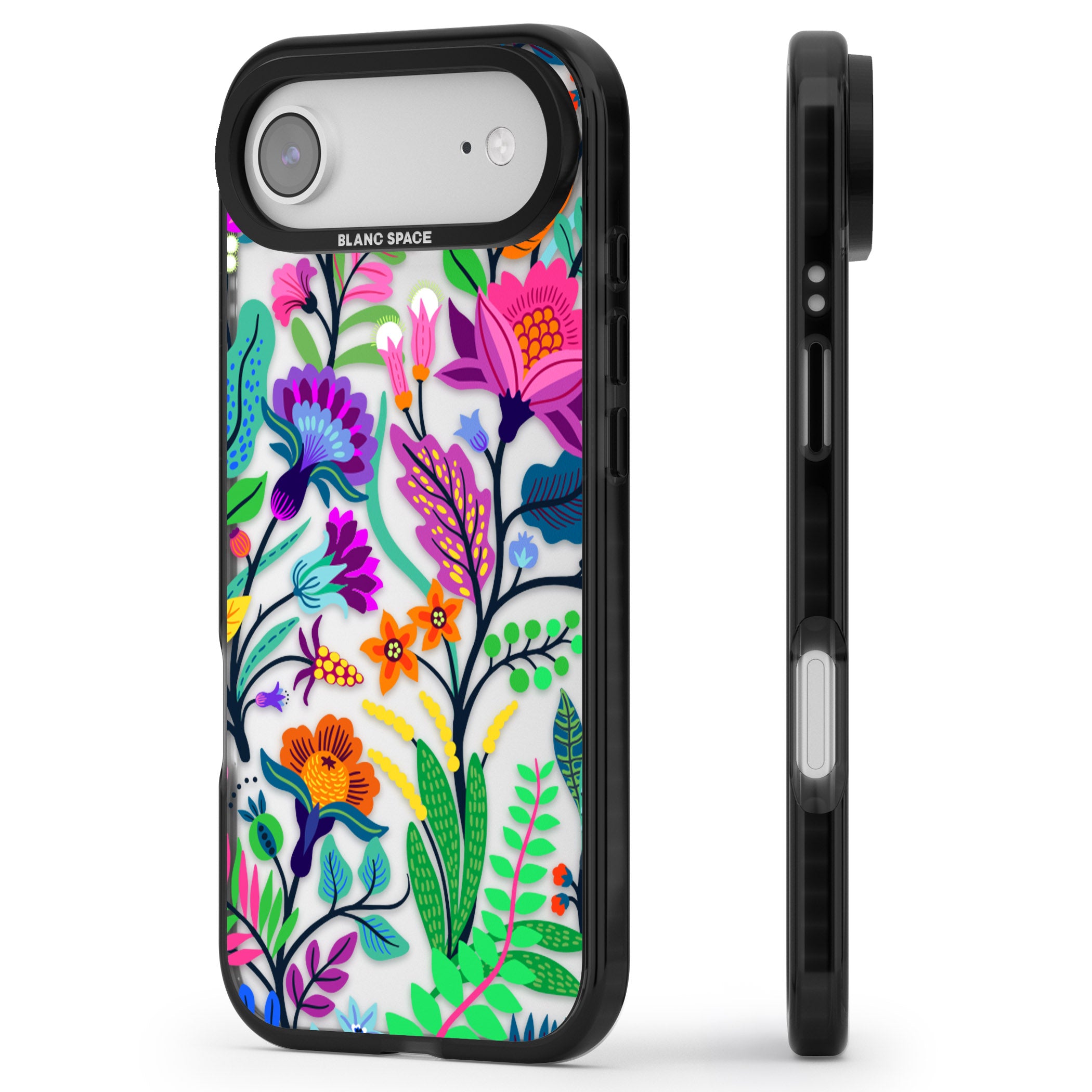 Floral Vibe iPhone 17 Air Impact Black Phone Case Side Profile
