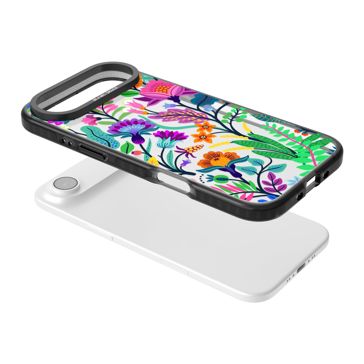 Floral Vibe iPhone Air Impact Black Phone Case angled