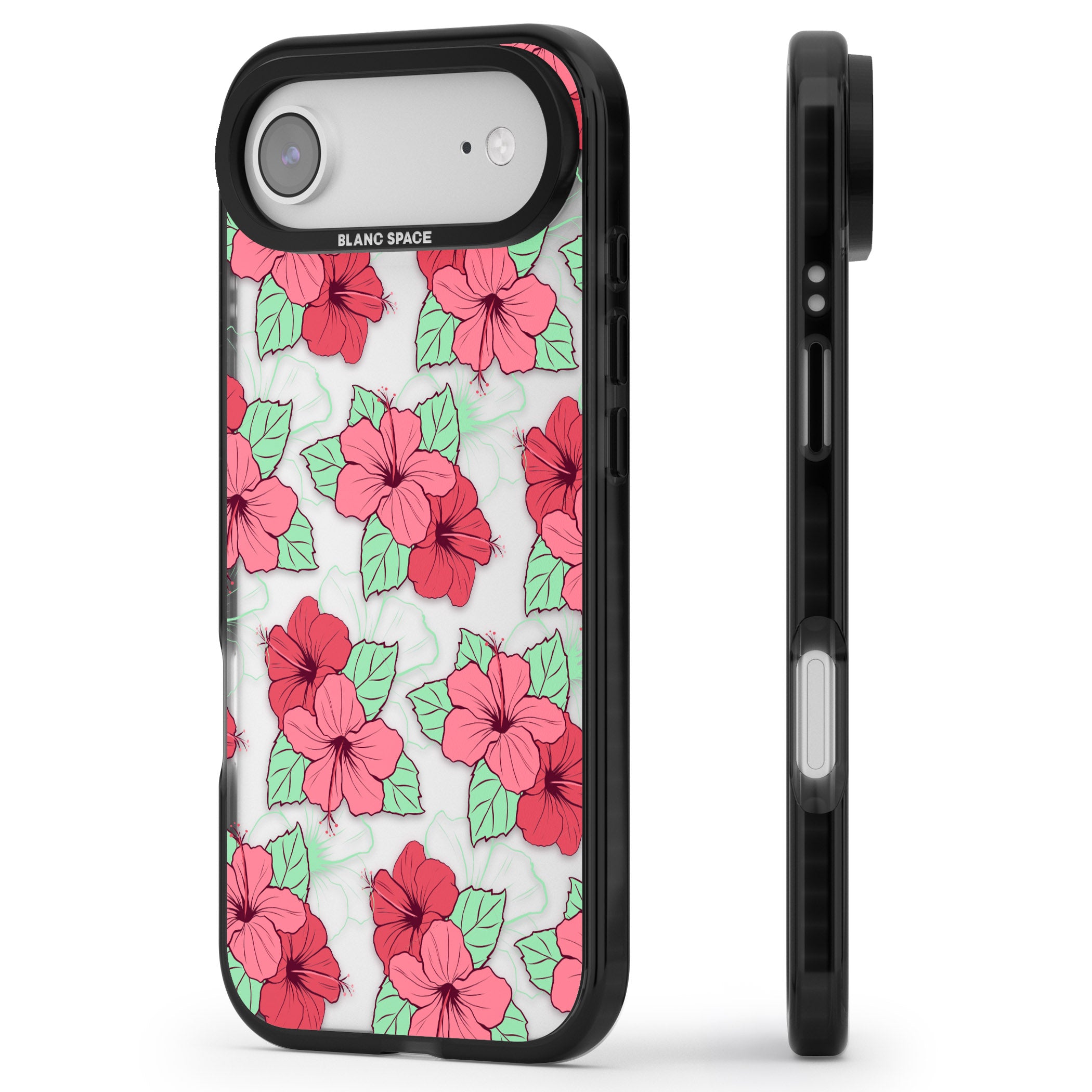 Pink Peony iPhone 17 Air Impact Black Phone Case Side Profile