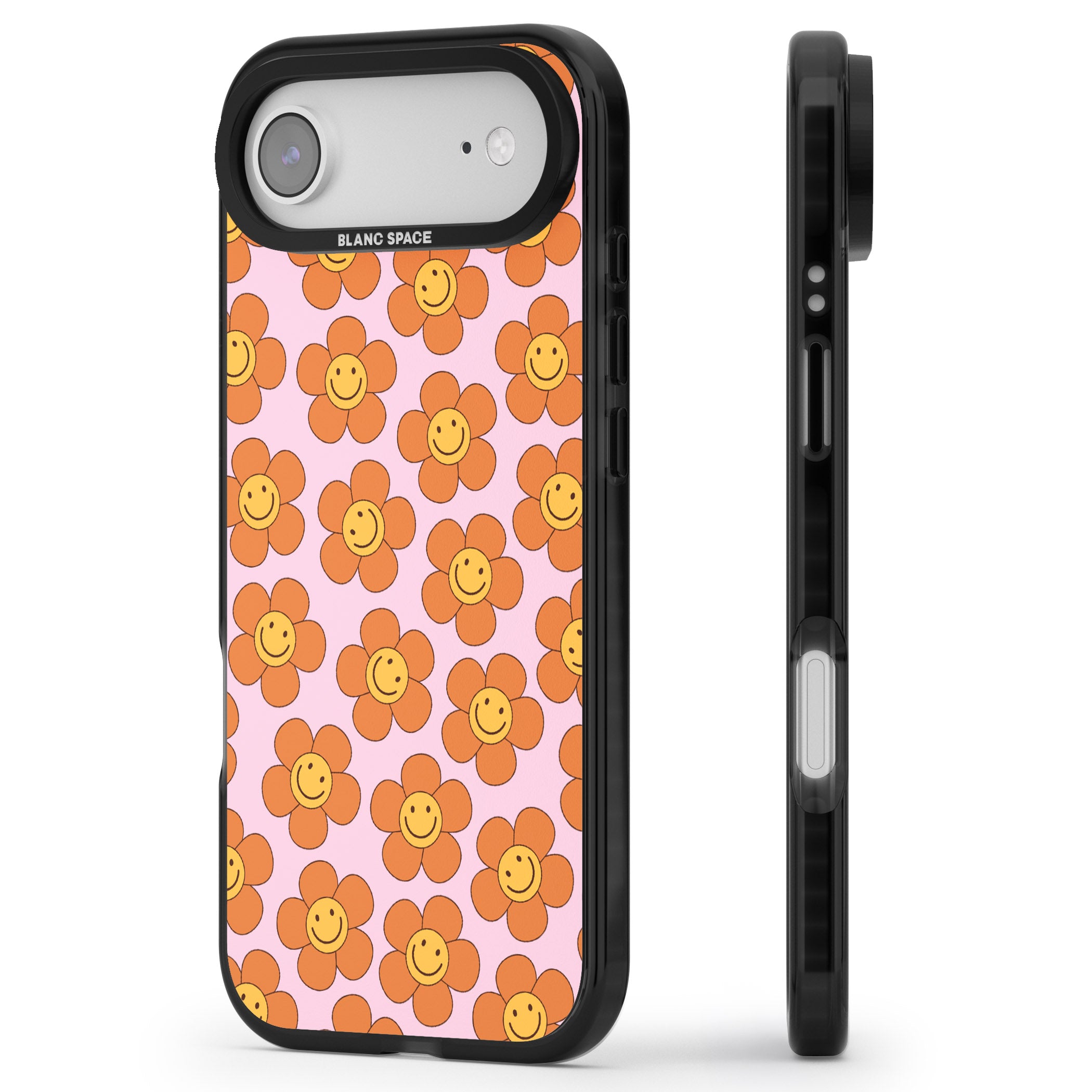 Floral Smiles iPhone 17 Air Impact Black Phone Case Side Profile