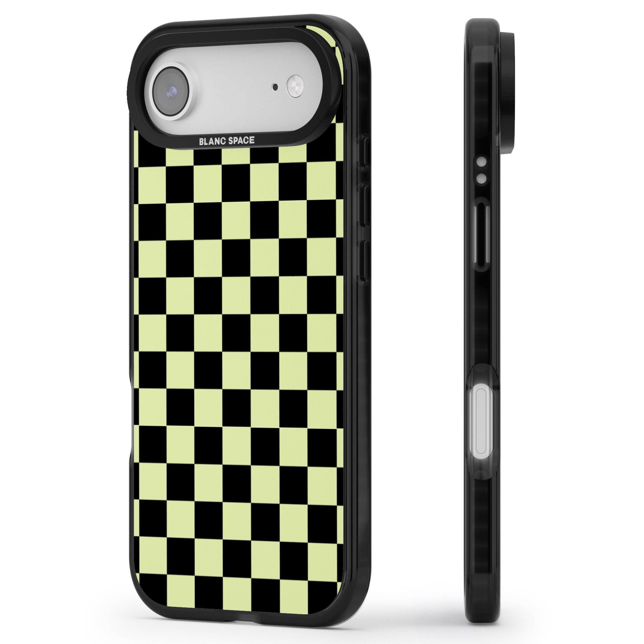 Black & Lime Check iPhone 17 Air Impact Black Phone Case Side Profile